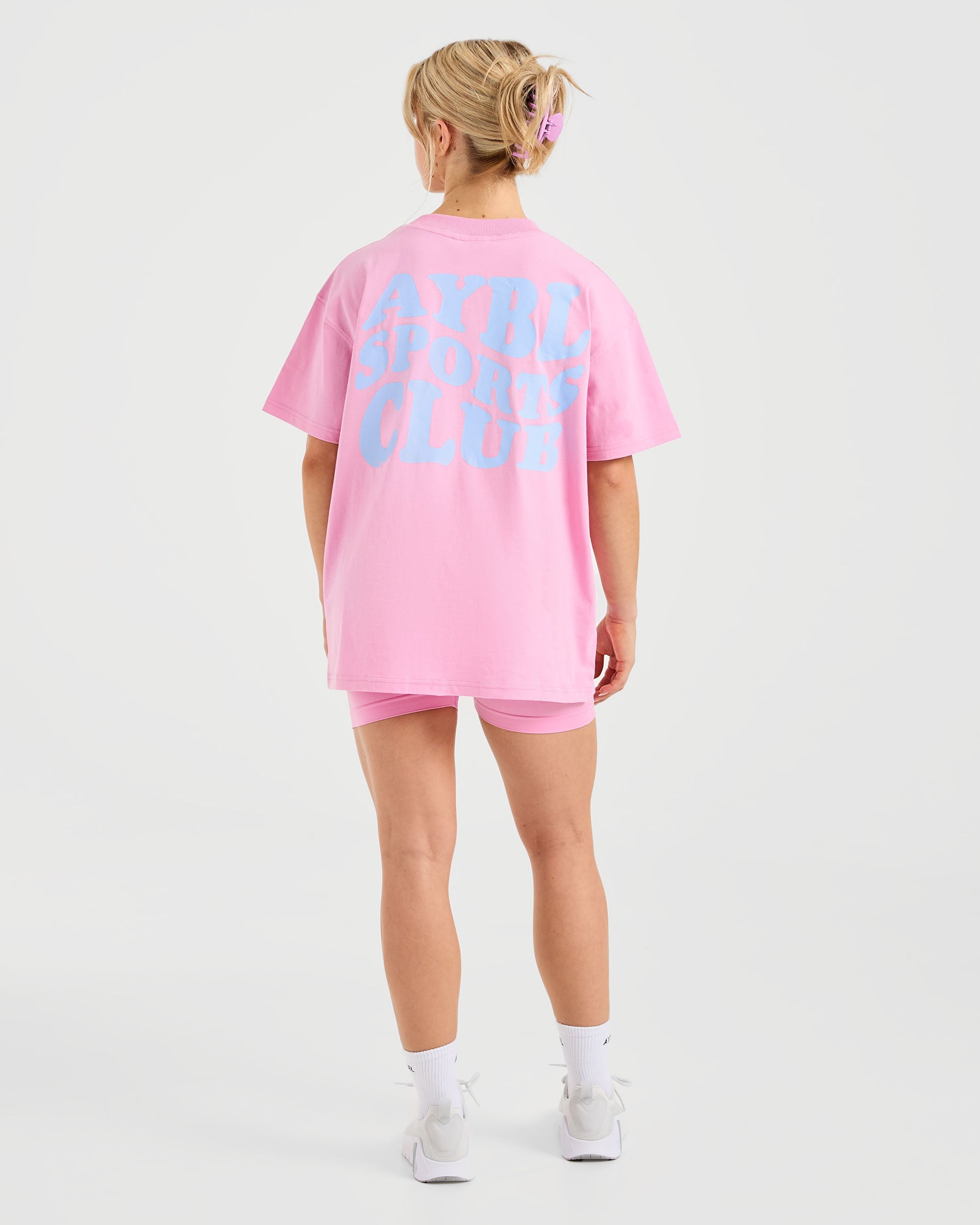 Sports Club Wavy Oversized T Shirt - Baby Rose