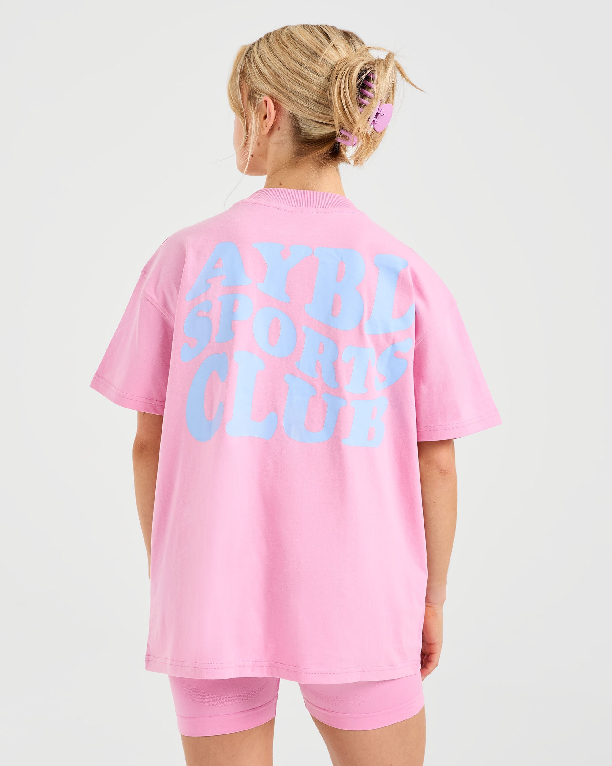 Sports Club Wavy Oversized T Shirt - Baby Rose