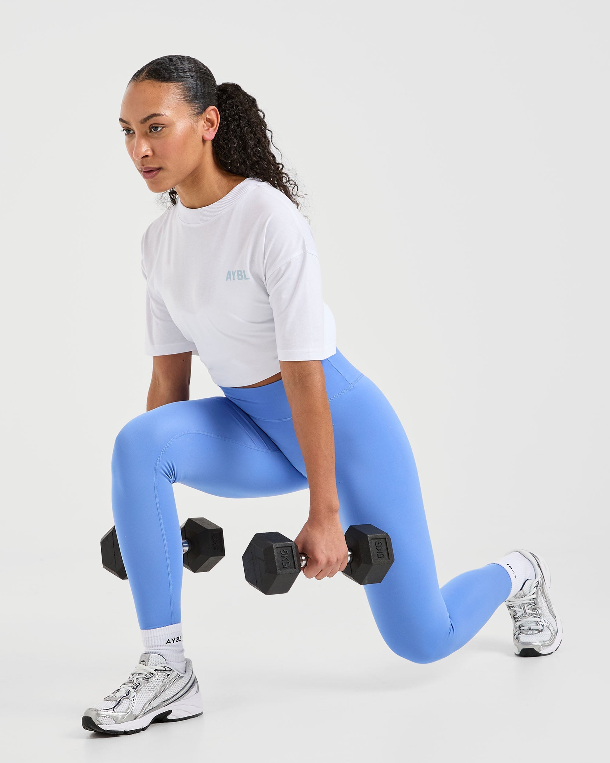 Show Up Oversized T Shirt - Blanc/Bleu
