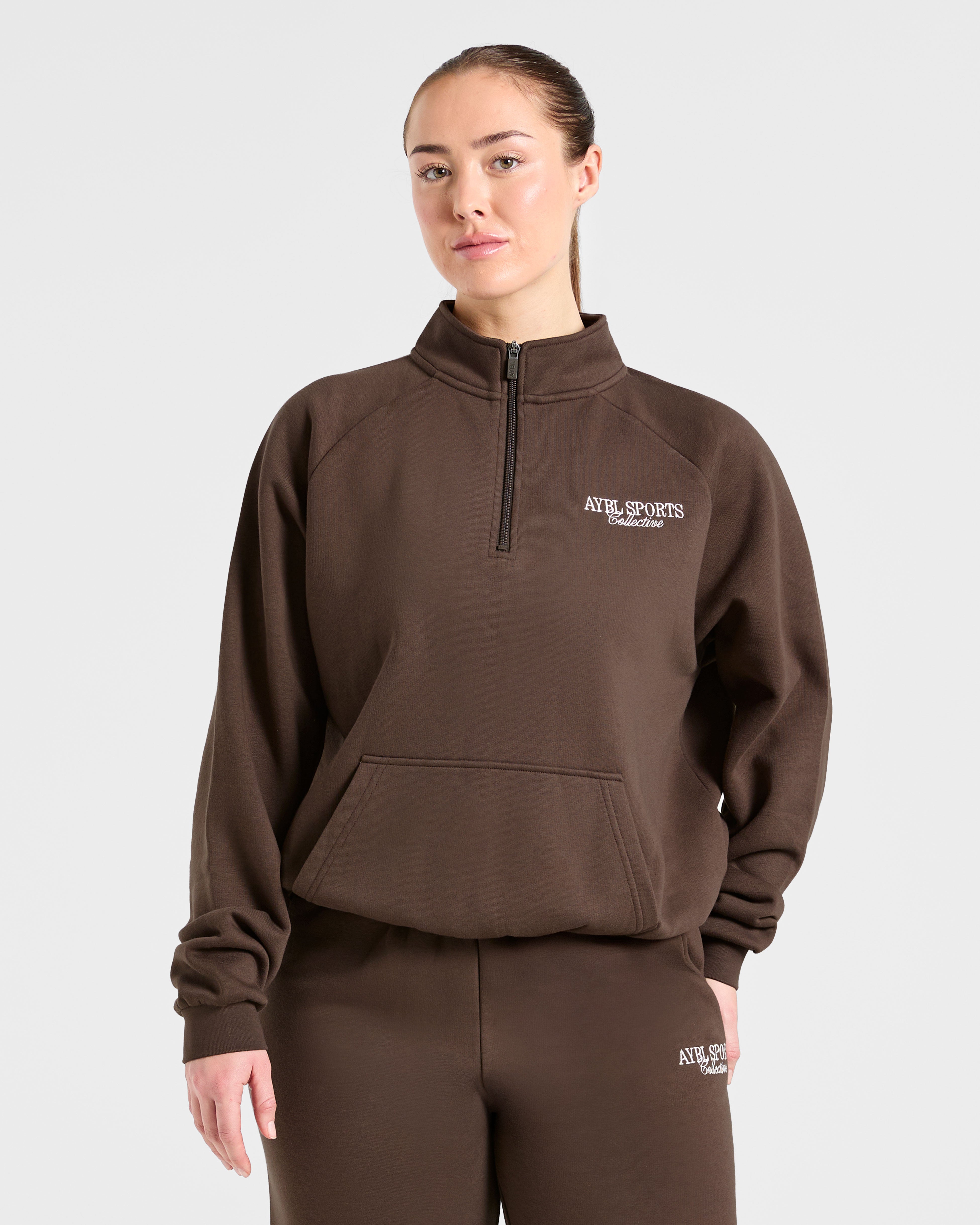 Sports Collective Oversized 1/4 Zip Pullover - Marron
