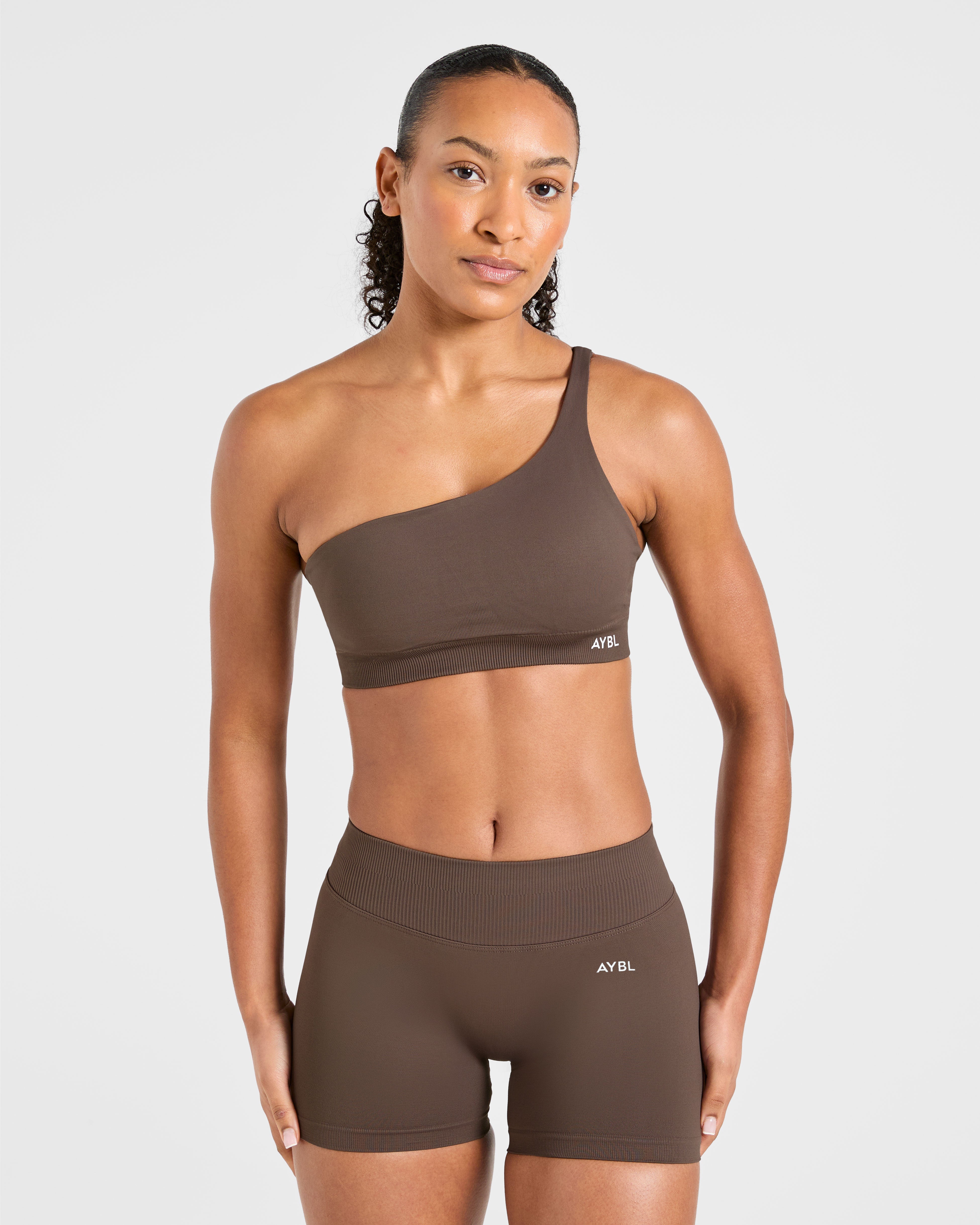 Enhance Seamless One Shoulder Sports Bra - Marron
