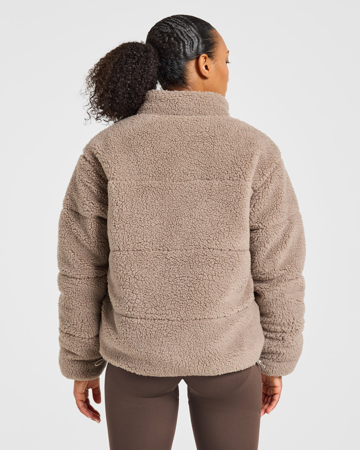 Signature Fleece Puffer Coat - Taupe
