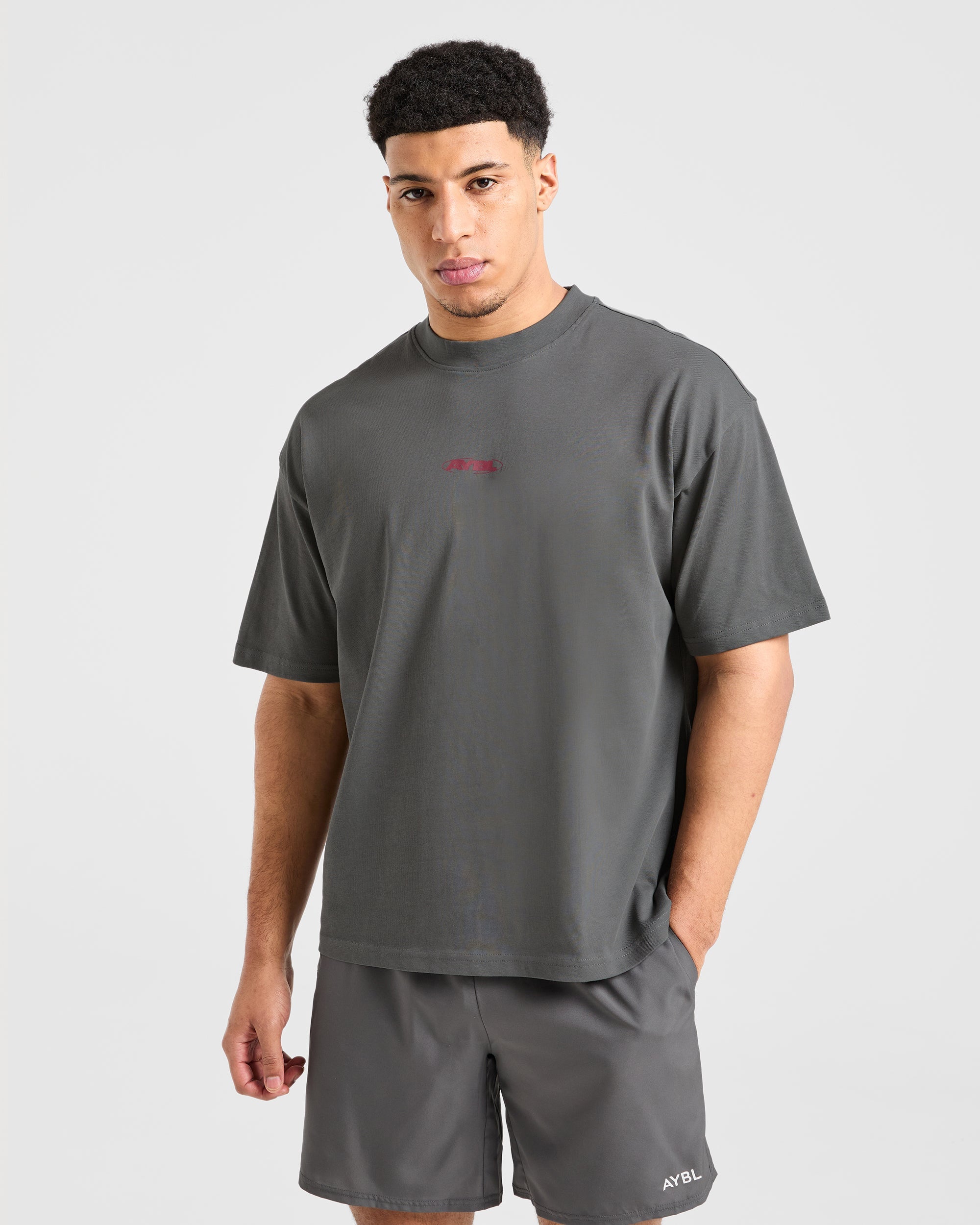 Orbit Oversized T Shirt - Charcoal/Rouge