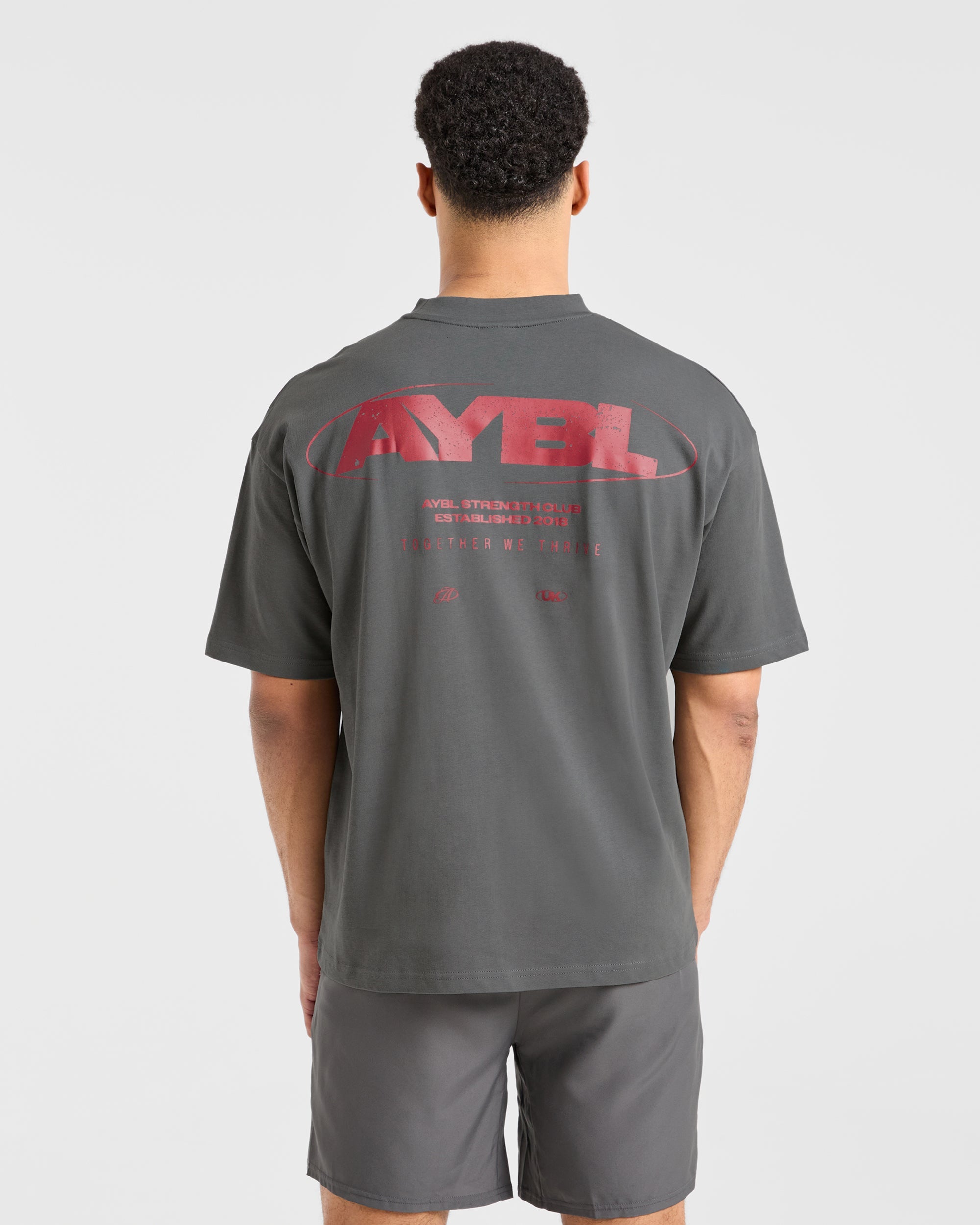 Orbit Oversized T Shirt - Charcoal/Rouge