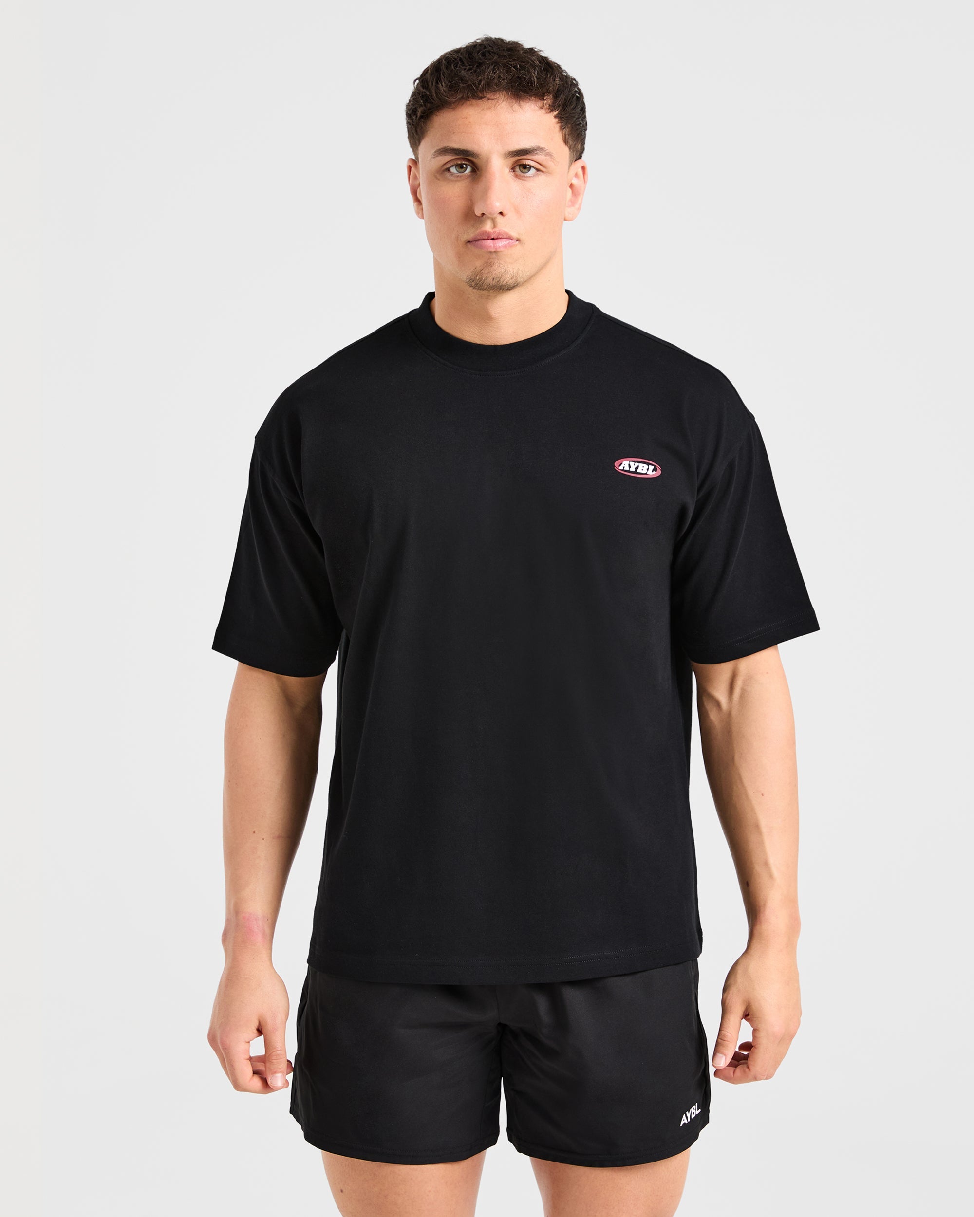 Athletics Script Oversized T Shirt - Noir