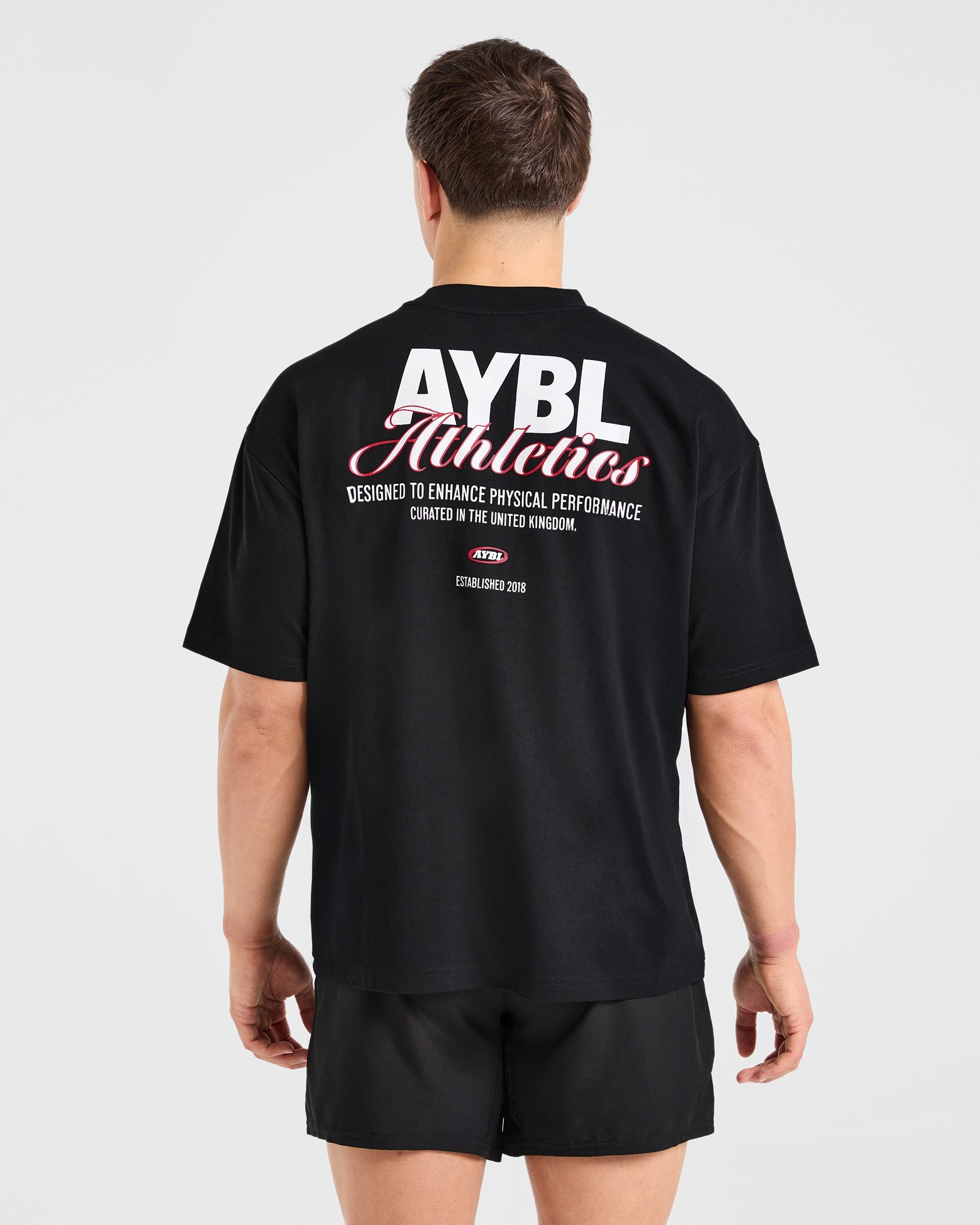 Athletics Script Oversized T Shirt - Noir
