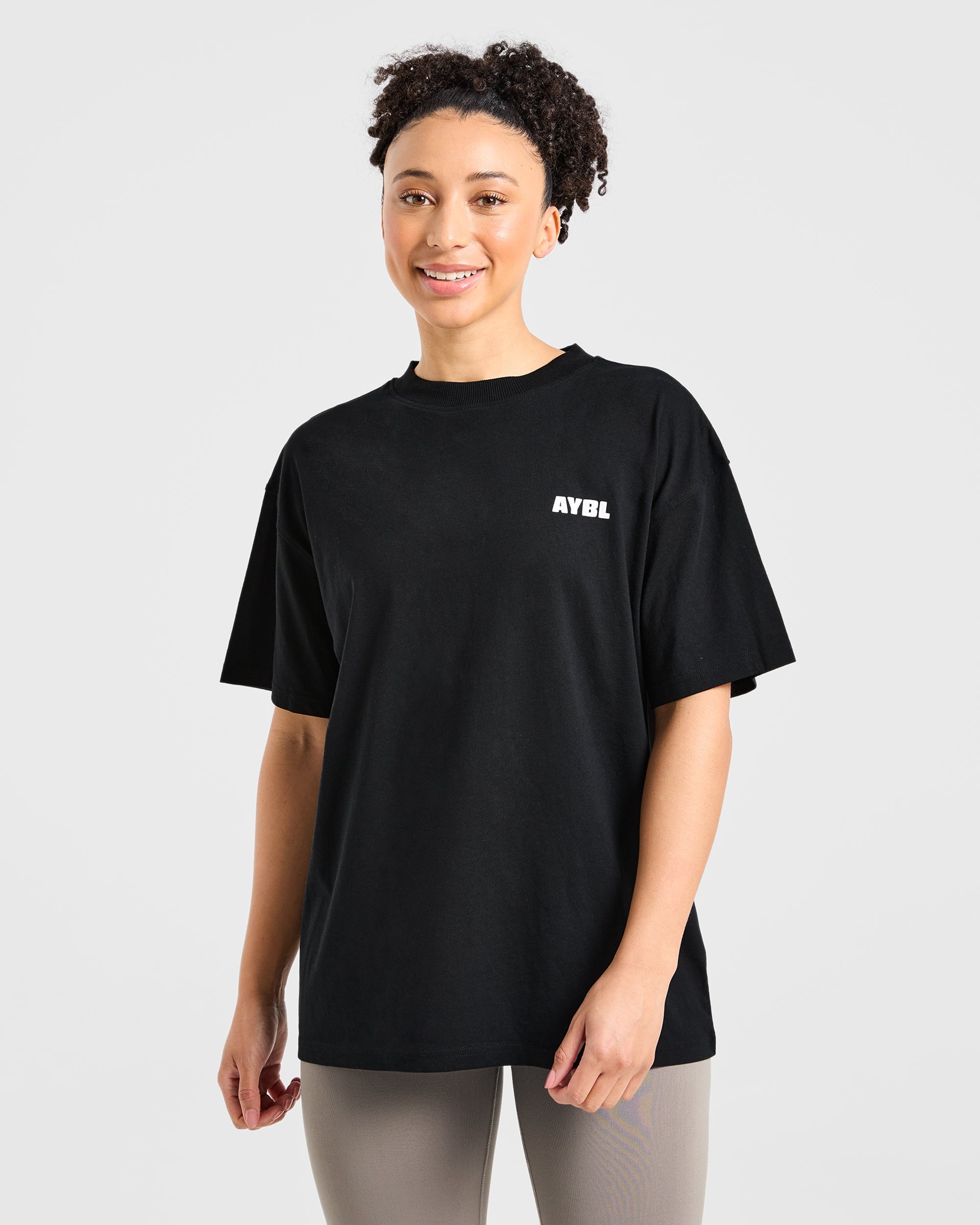 Focused Wavy Oversized T Shirt - Noir