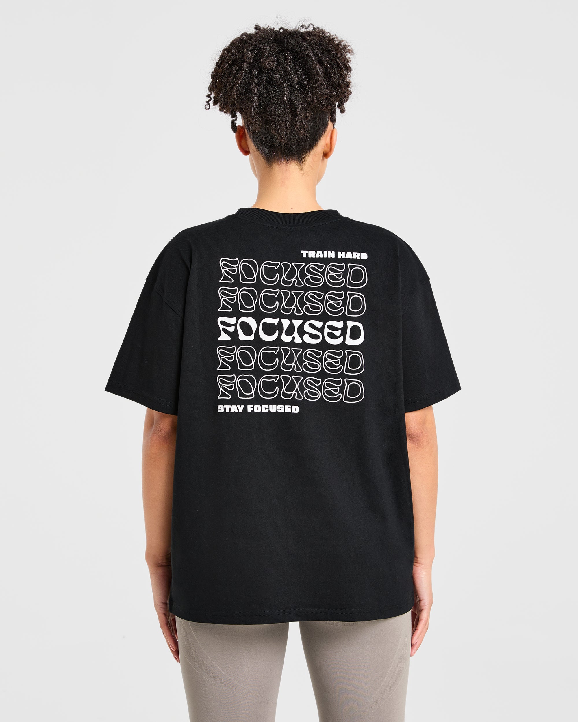 Focused Wavy Oversized T Shirt - Noir