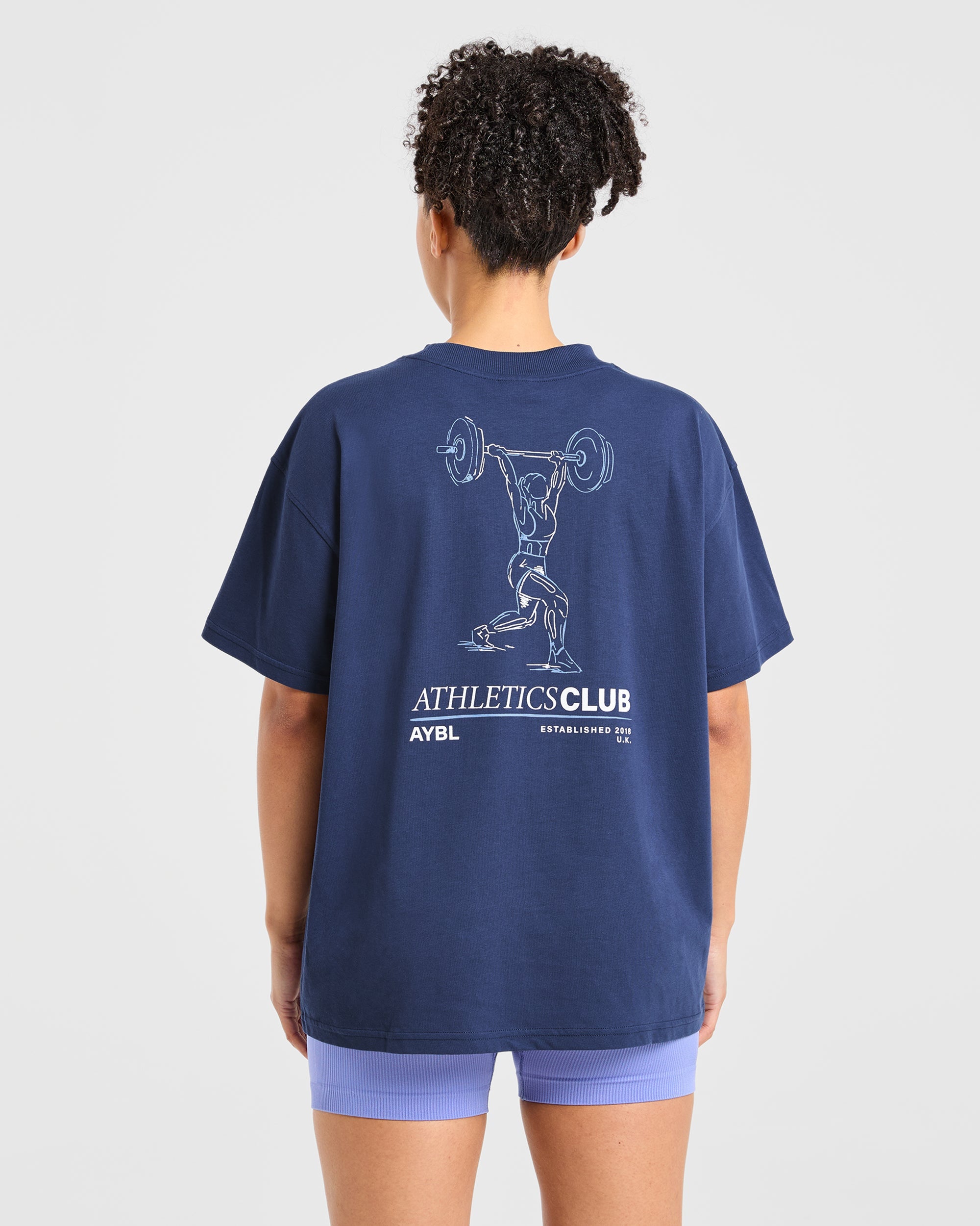 Power Lifting Illustration T Shirt - Bleu