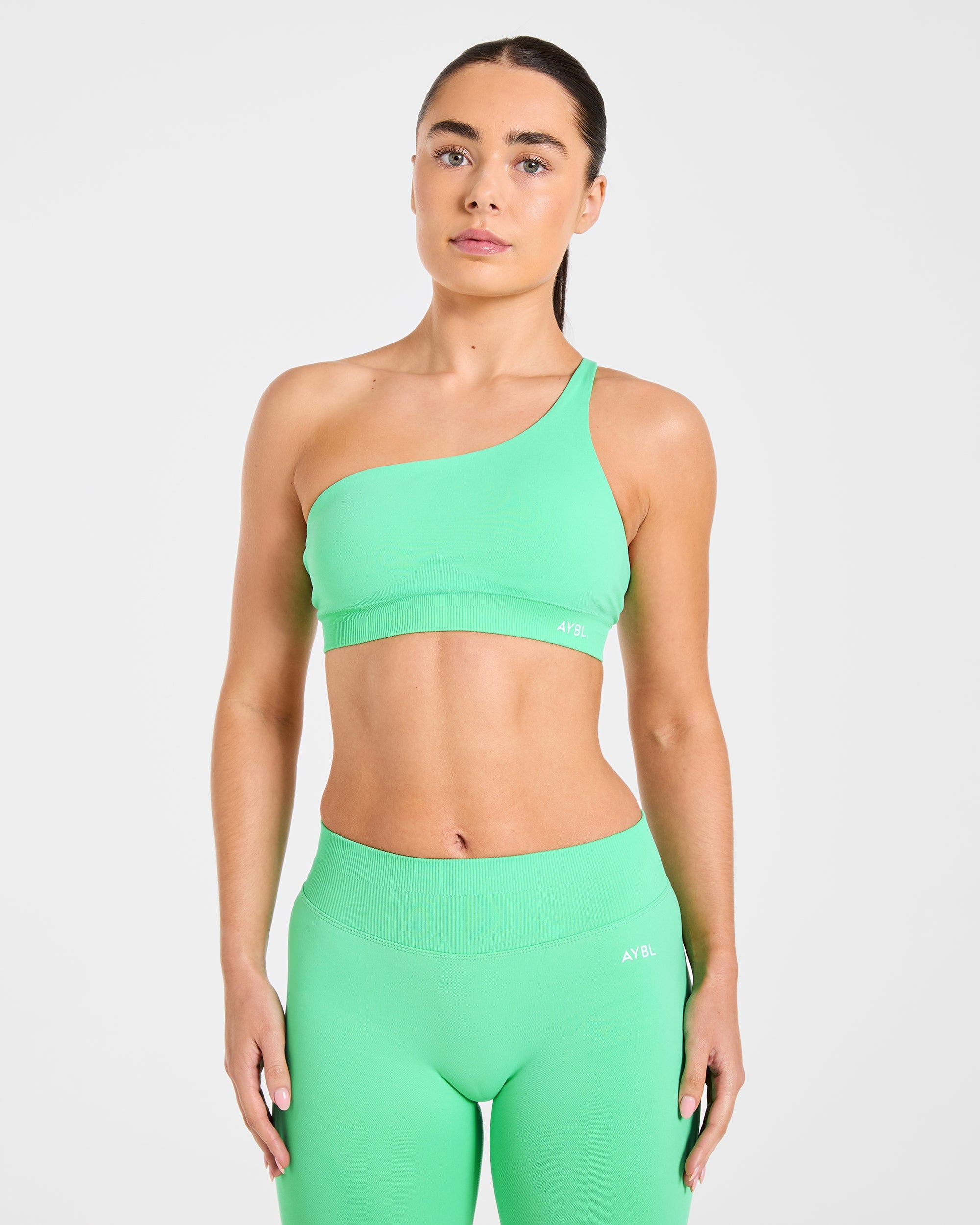 Enhance Seamless One Shoulder Sports Bra - Mint Vert