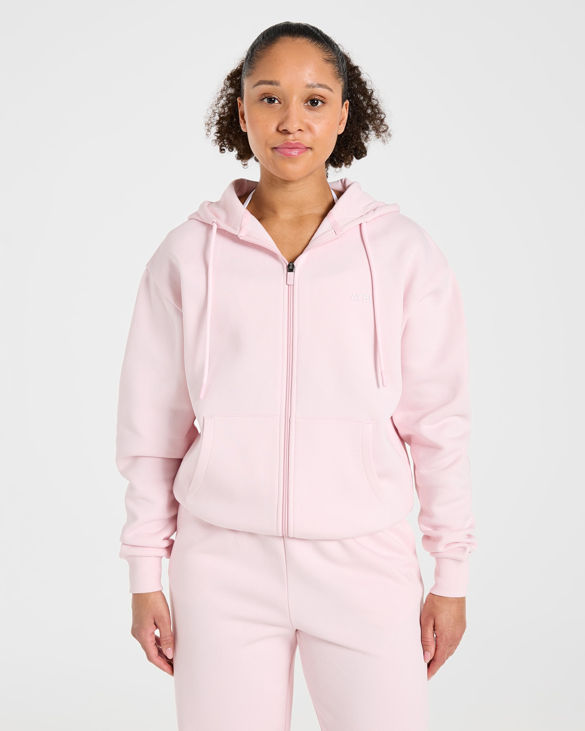 Lifestyle Oversized Zip Up Hoodie - Pastel Rose