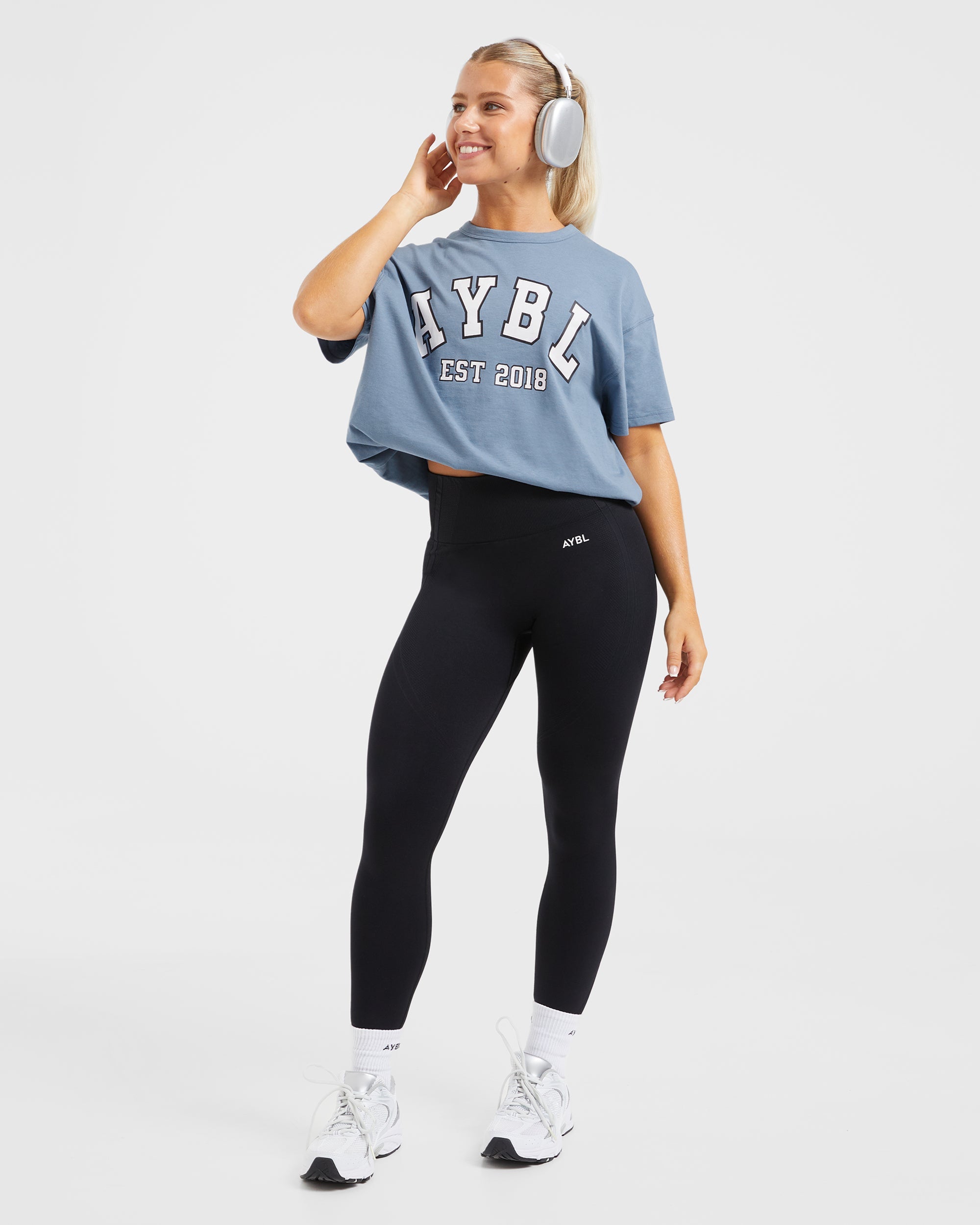 Varsity Oversized T Shirt - Bleu
