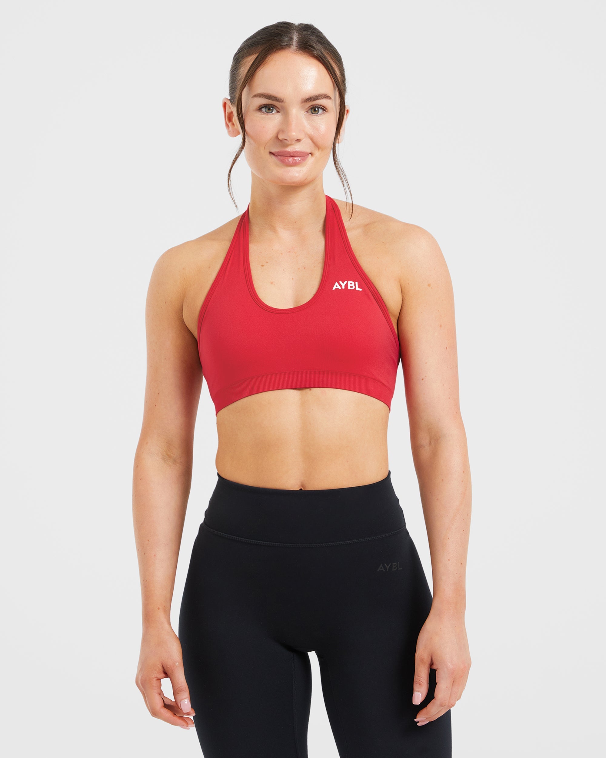 Essential Seamless Halterneck Sports Bra Rouge