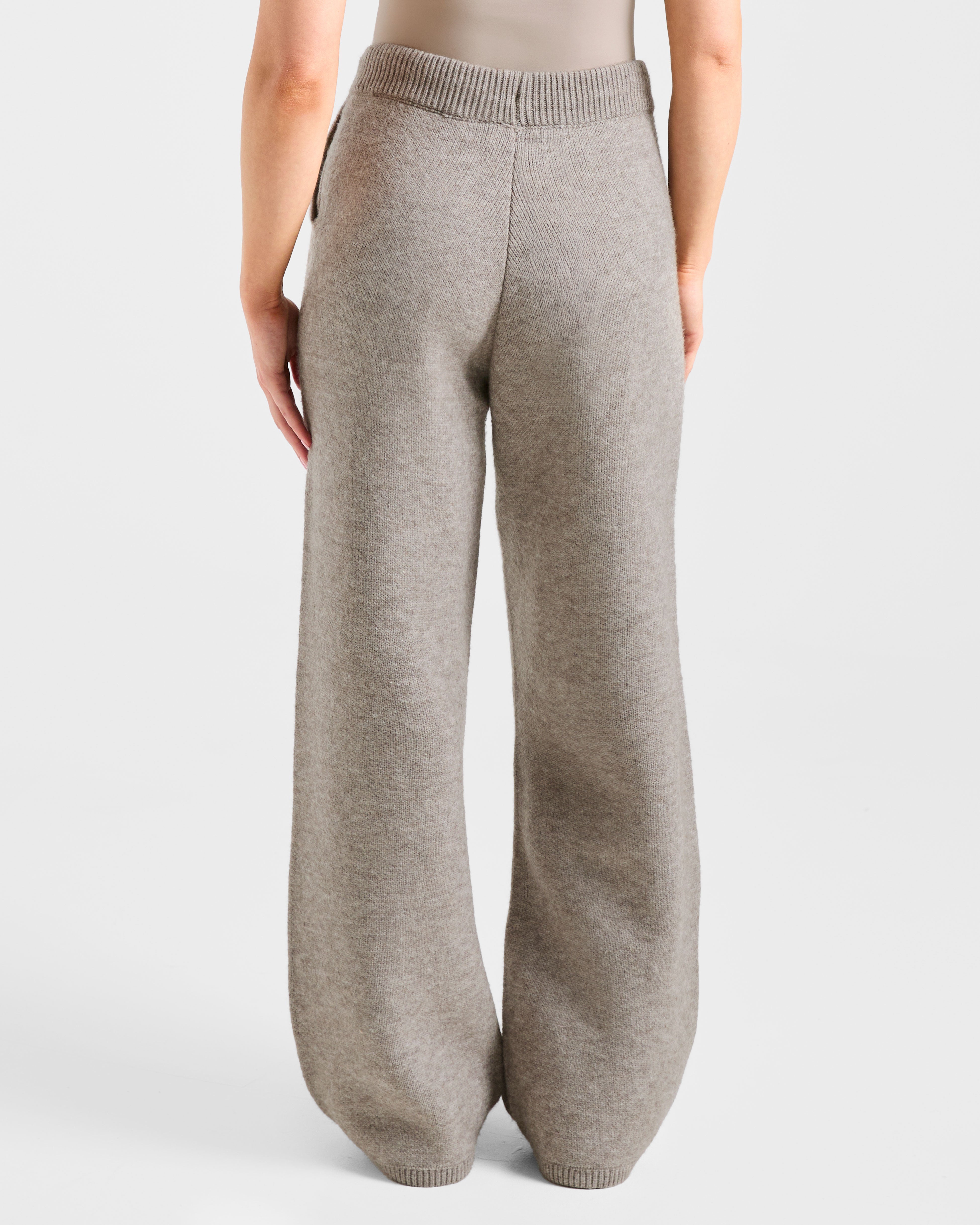 Soft Oversized Knitted Straight Leg Joggers - Marron Marl