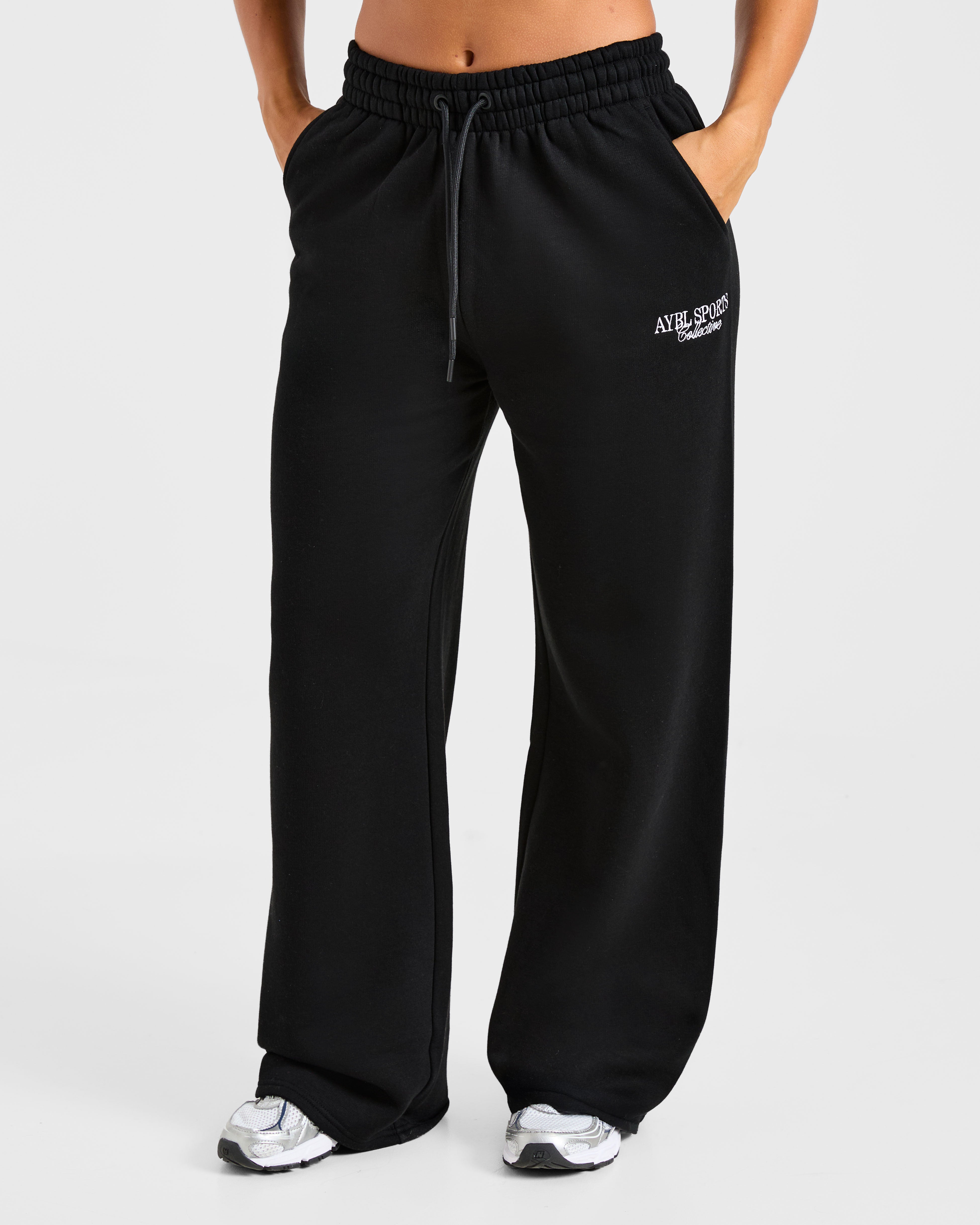 Sports Collective Oversized Straight Leg Joggers - Noir