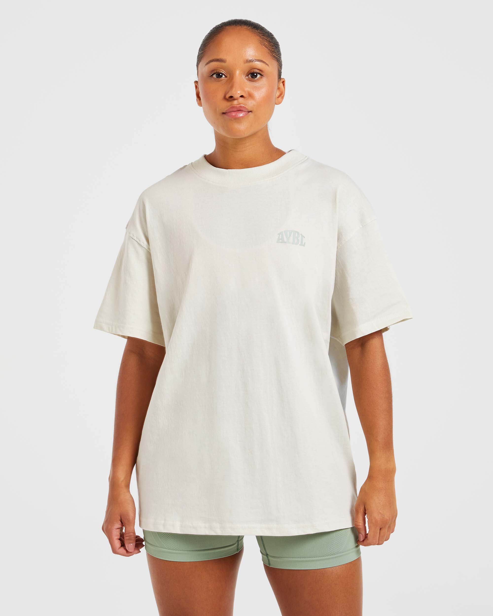 Mind Over Matter Oversized T Shirt - Beige/Vert