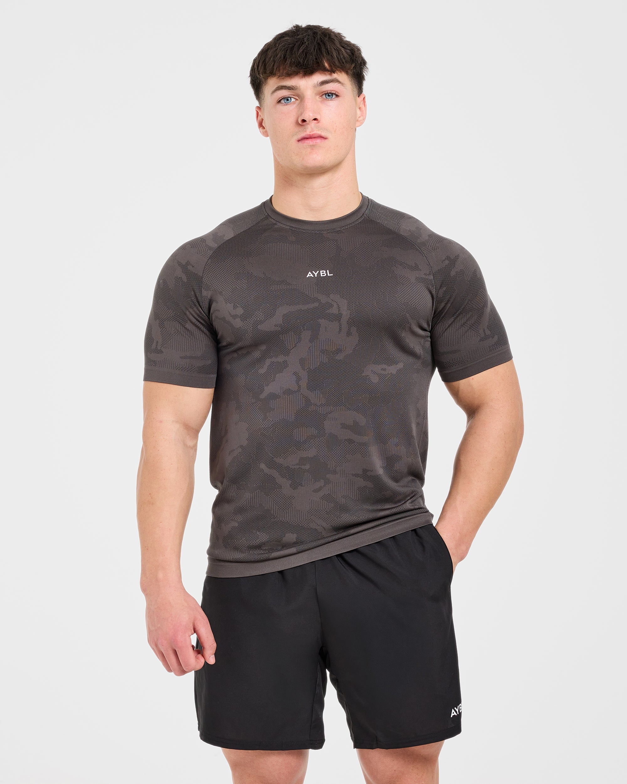 Camo Seamless T Shirt - Charcoal