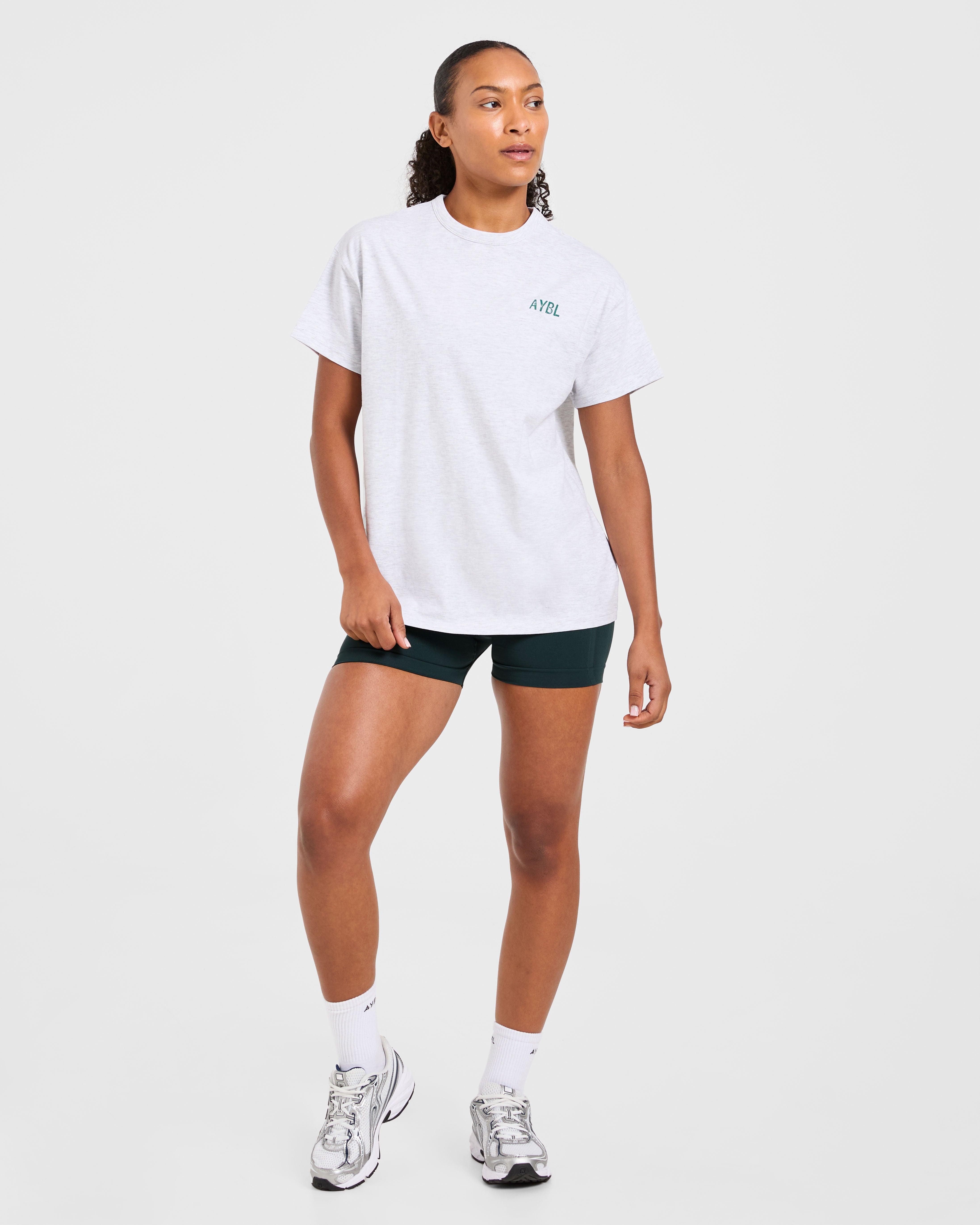 Strong Women Graphic Oversized T Shirt - Gris Marl/Vert
