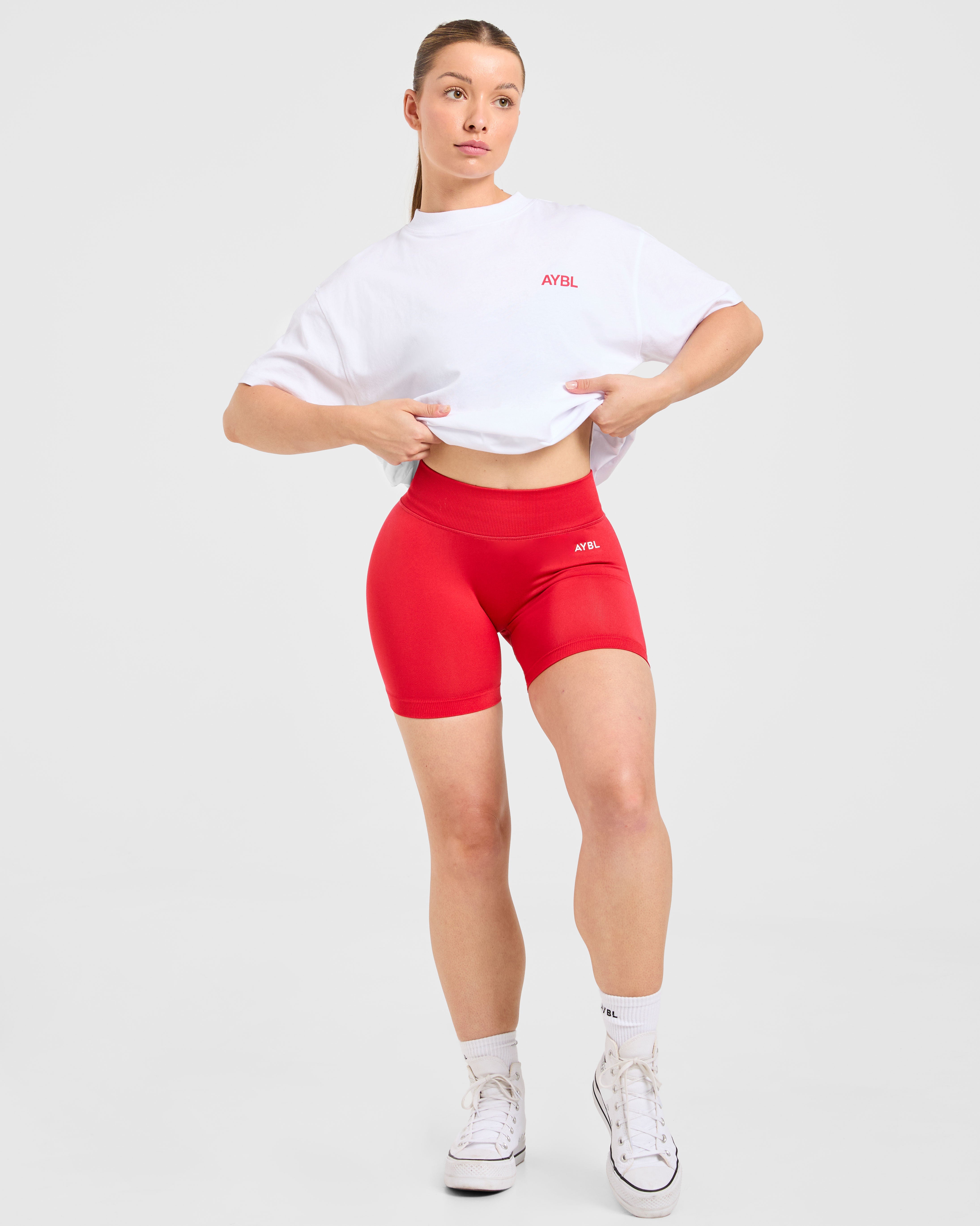 AYBL Sports Club Oversized T Shirt - Blanc/True Red