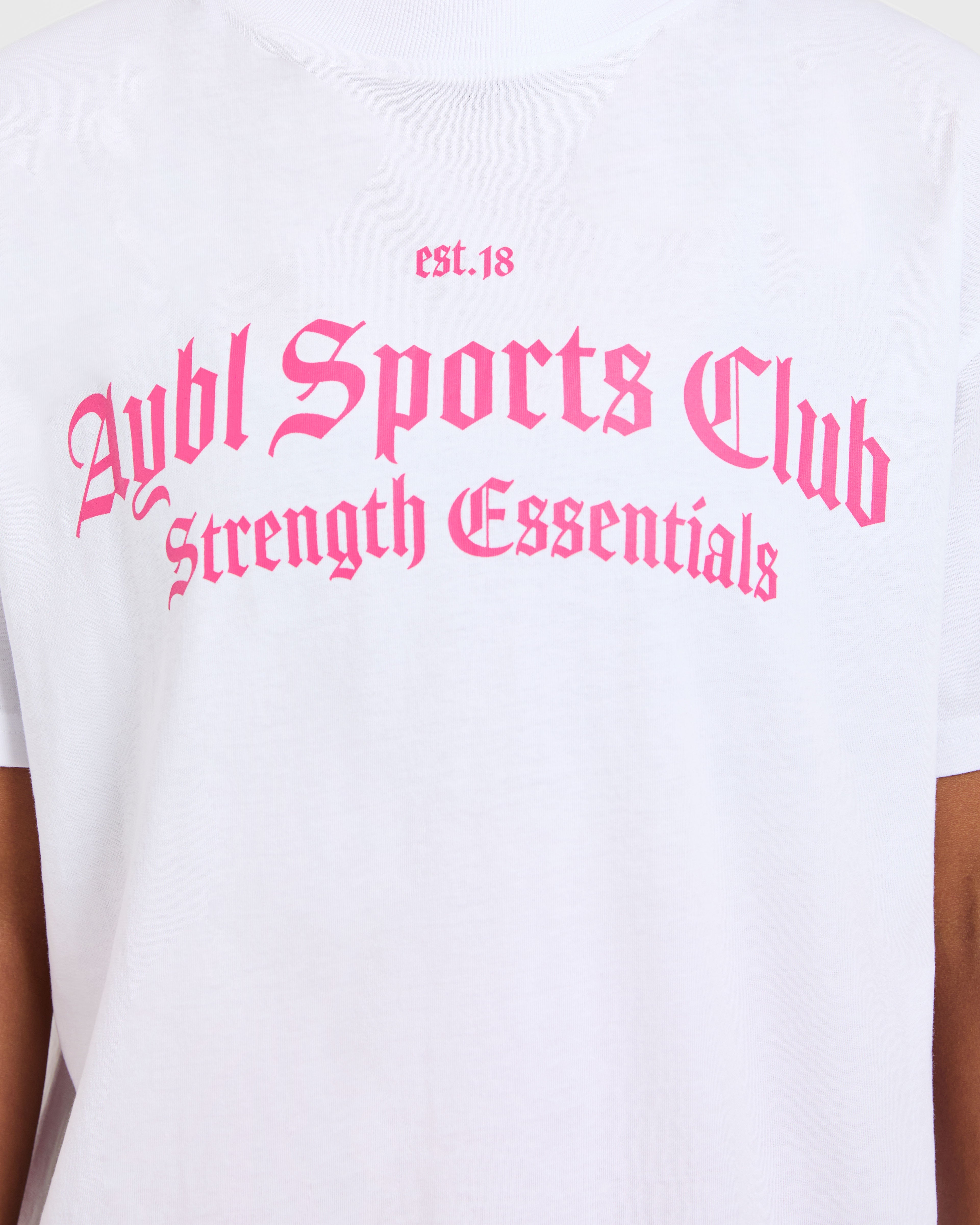 Sports Club Gothic Oversized T Shirt - Blanc/Rose