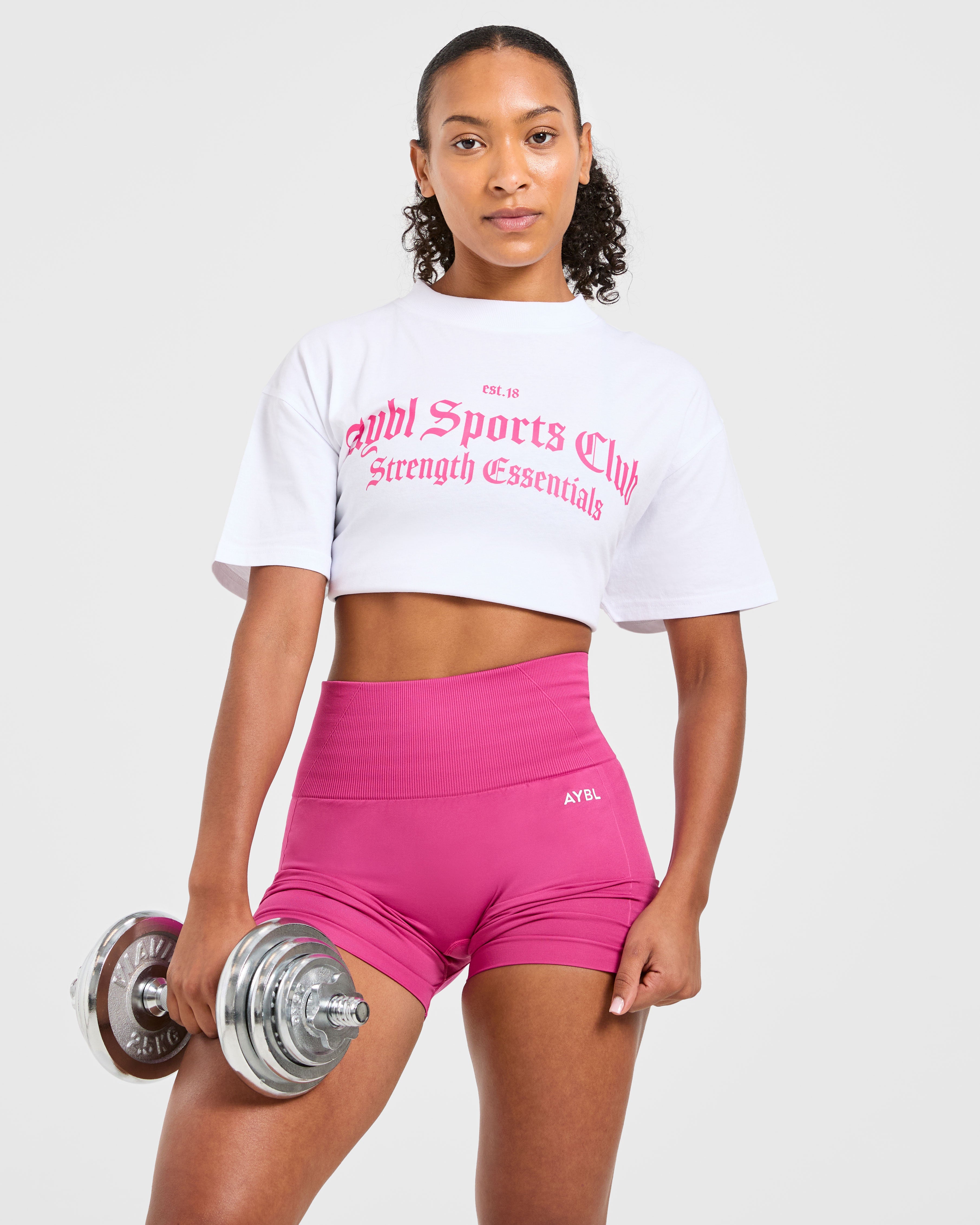 Sports Club Gothic Oversized T Shirt - Blanc/Rose