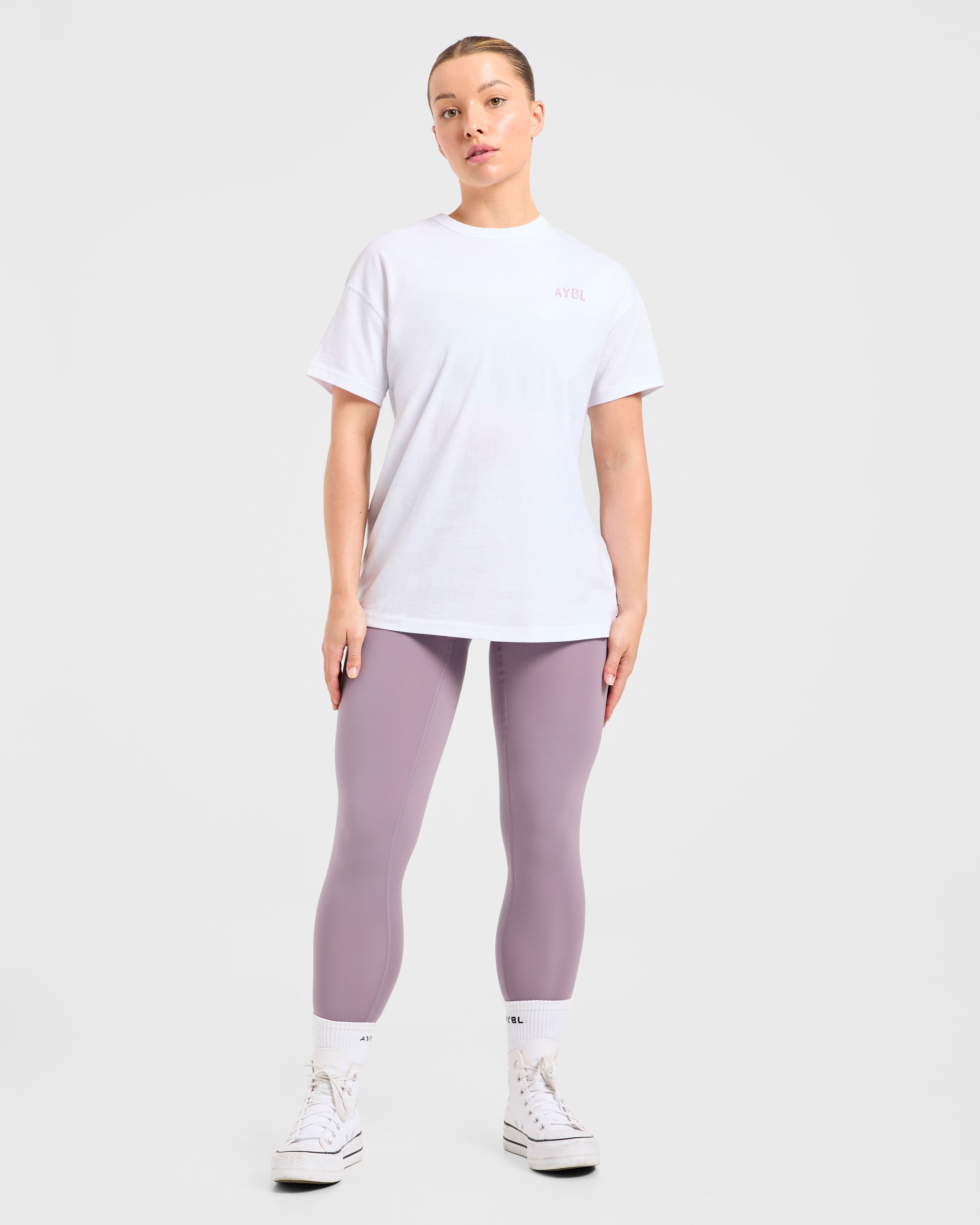 Strong Women Graphic Oversized T Shirt - Blanc/Lilac