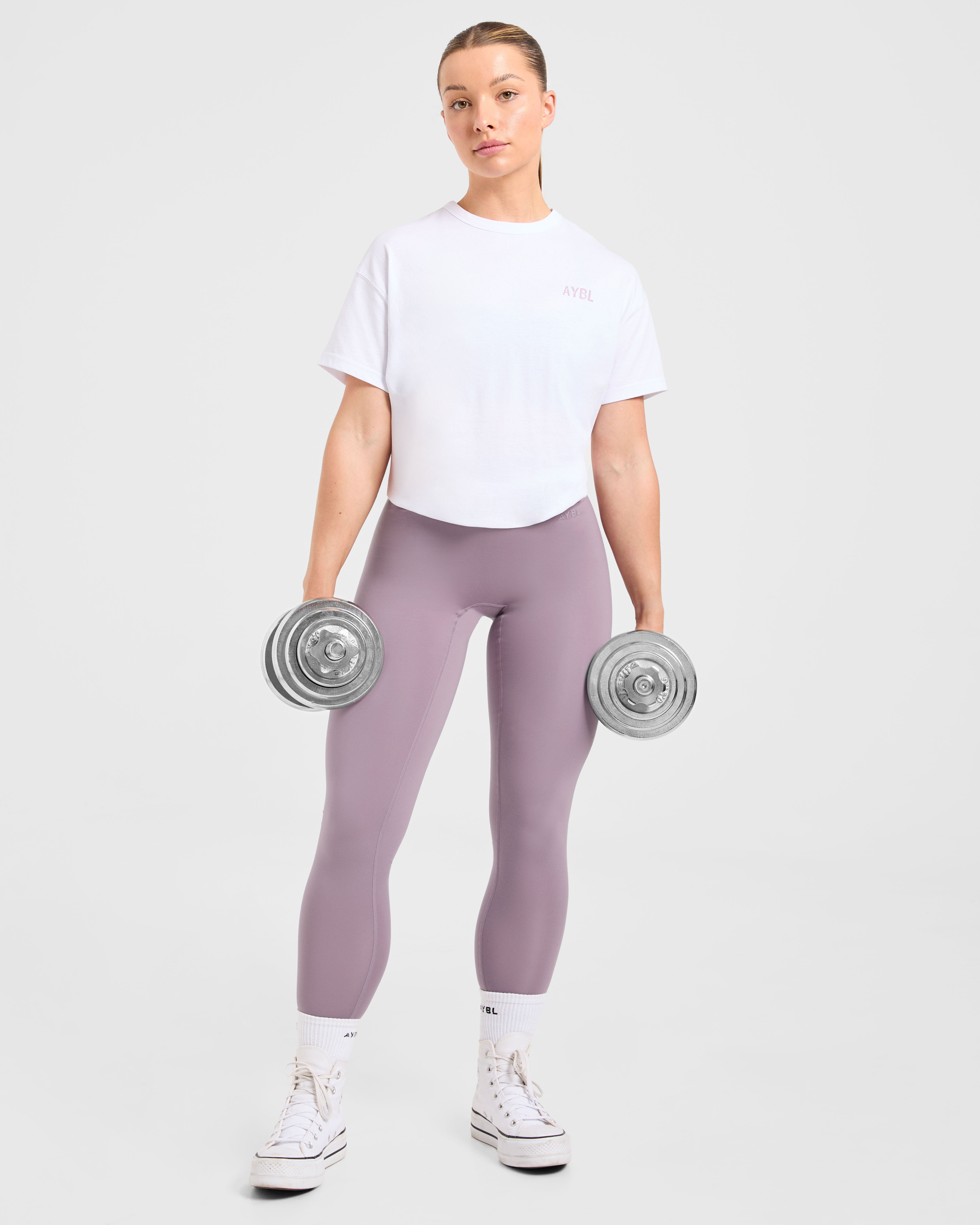 Strong Women Graphic Oversized T Shirt - Blanc/Lilac