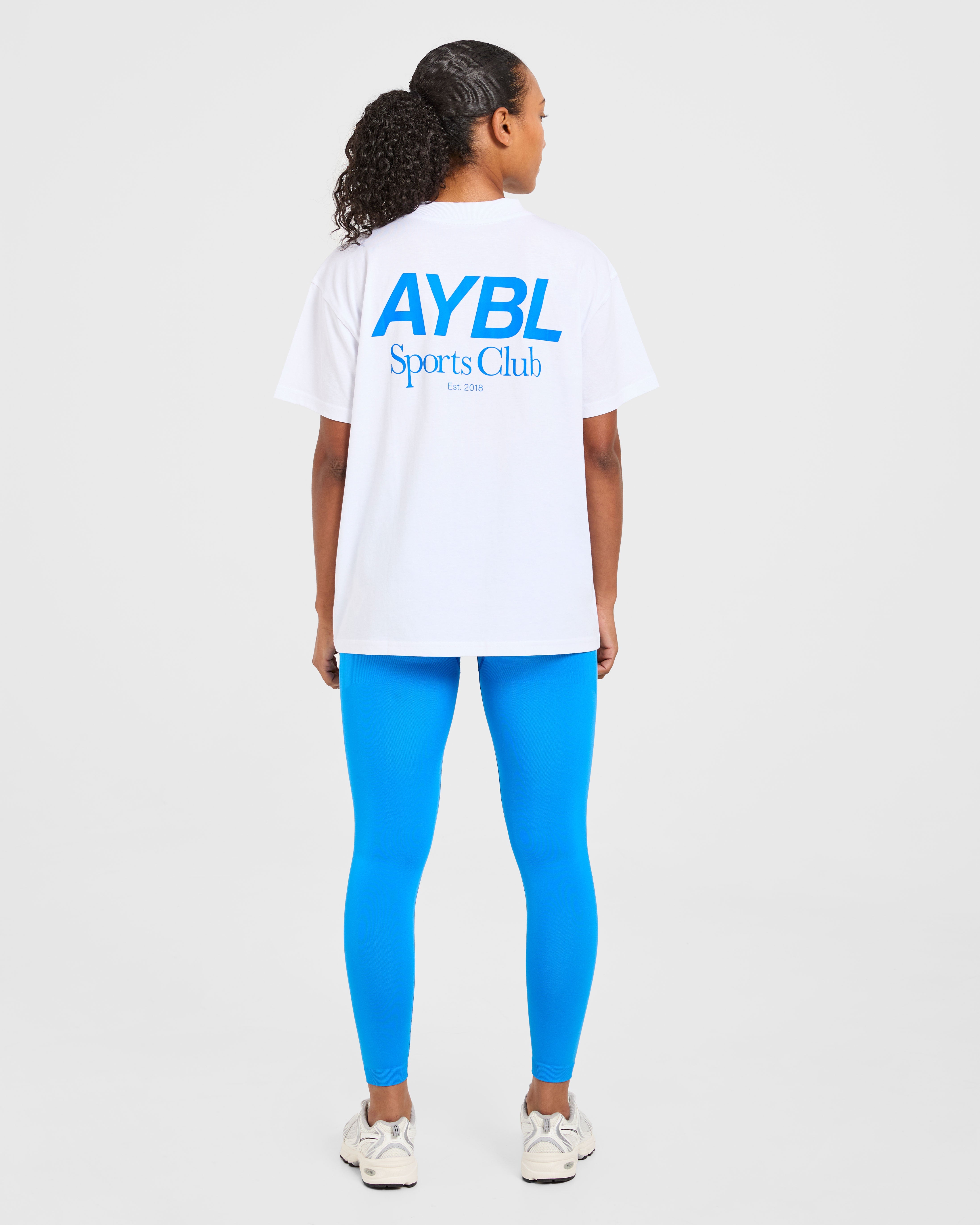 AYBL Sports Club Oversized T Shirt - Blanc/Cobalt