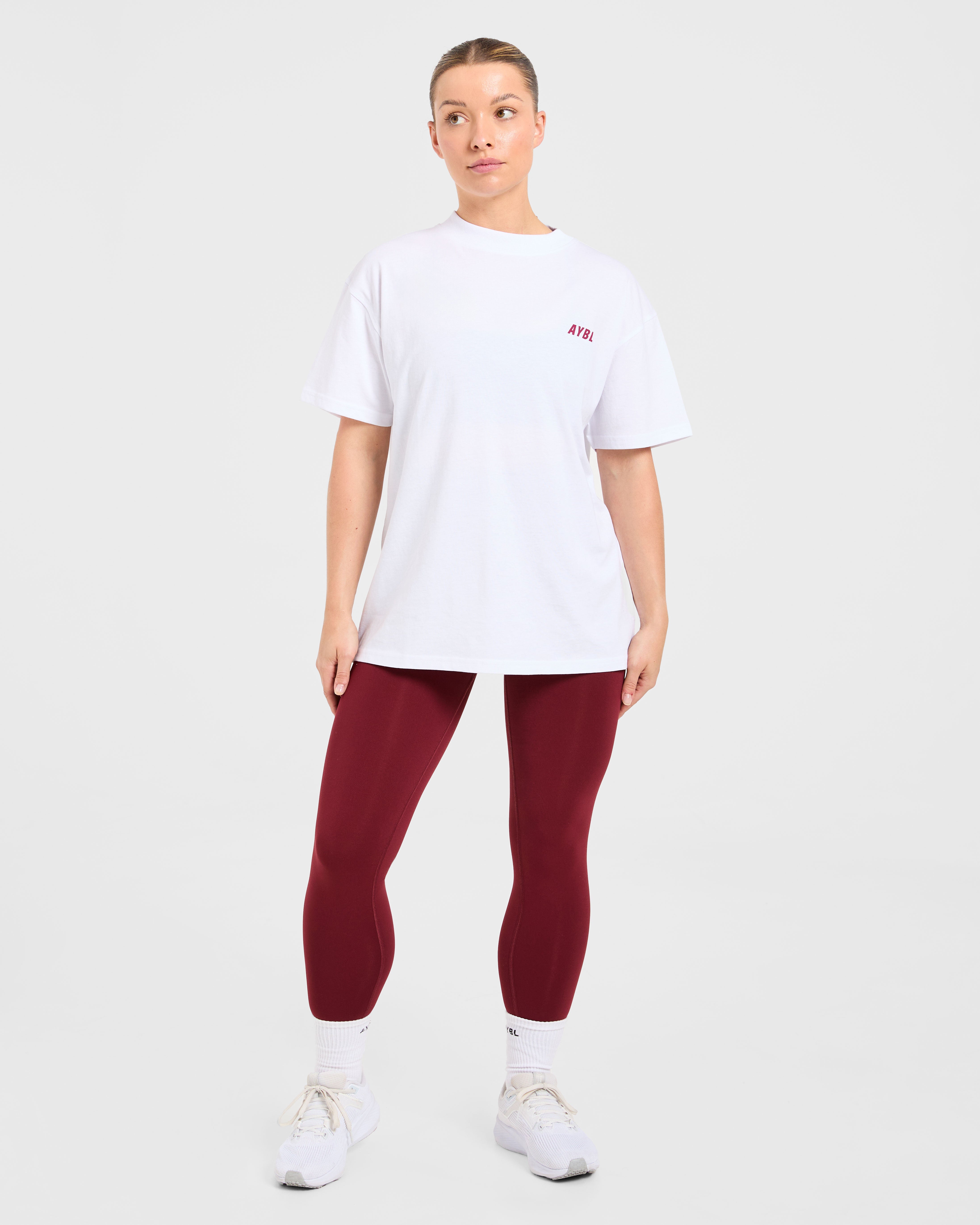 Cardio Club Oversized T Shirt - Blanc/Burgundy