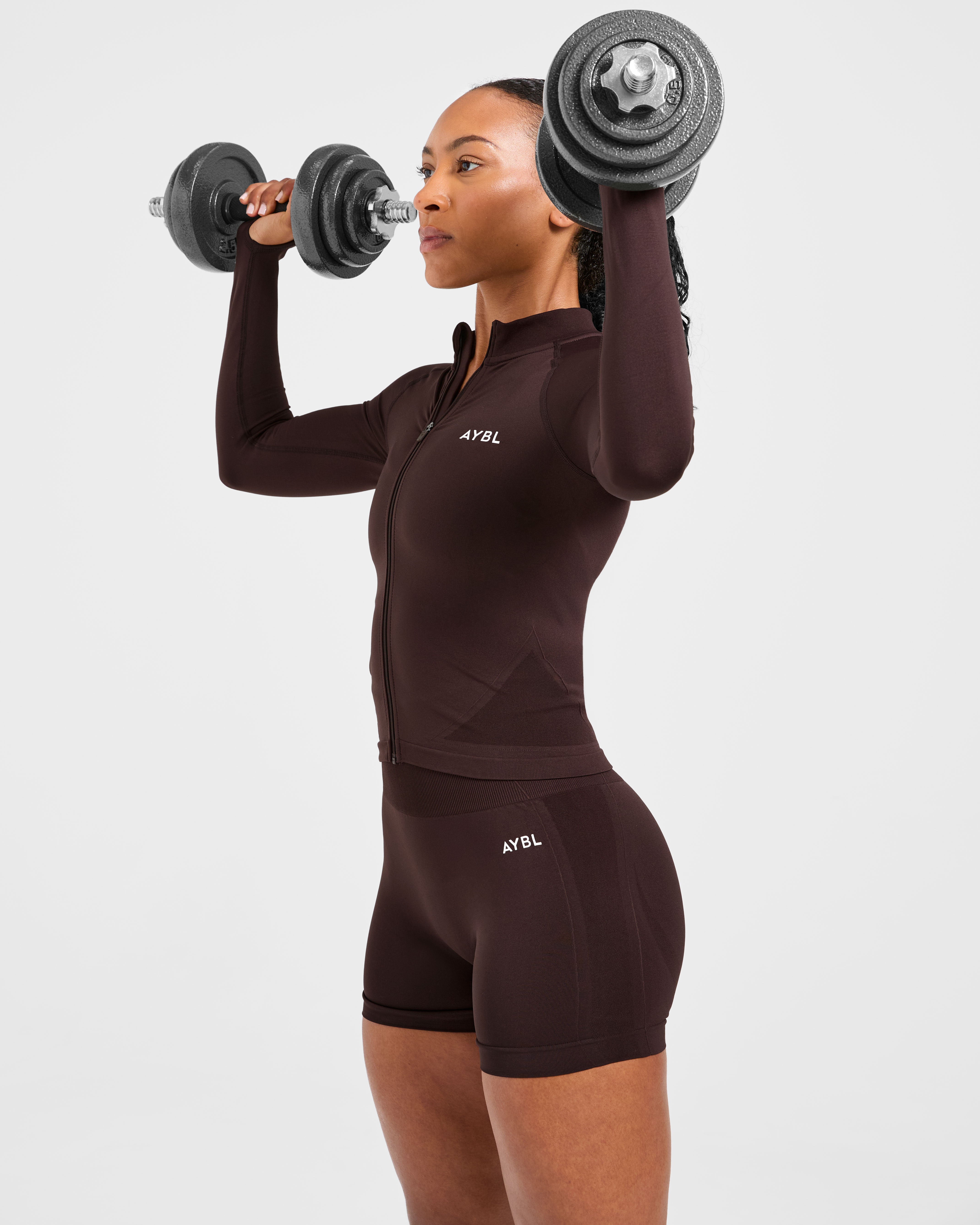 Empower Seamless Full Zip Jacket - Cocoa Brun