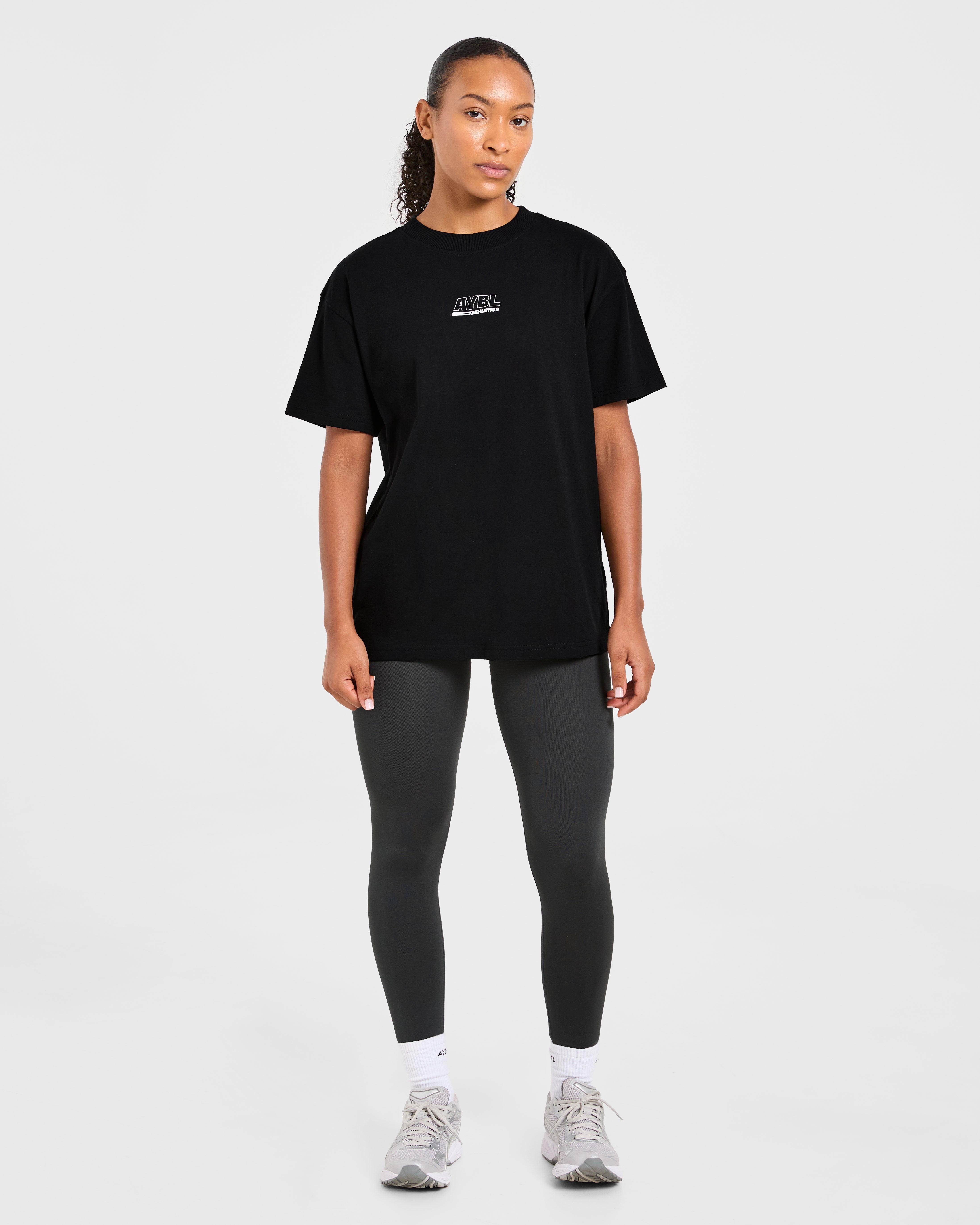 Athletics Track Oversized T Shirt - Noir/Blanc