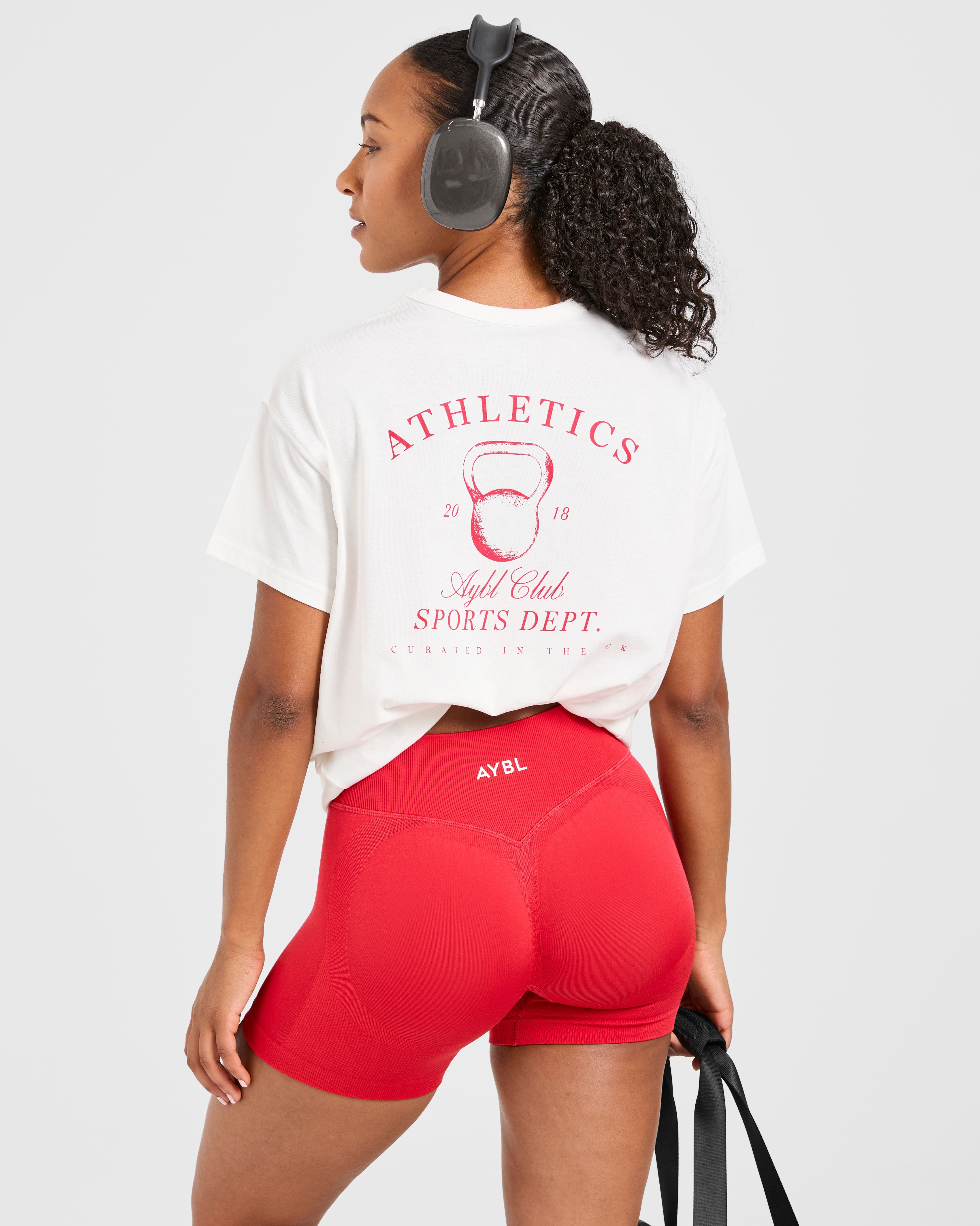 Athletics Sport Dept Oversized T Shirt - Blanc/Rouge