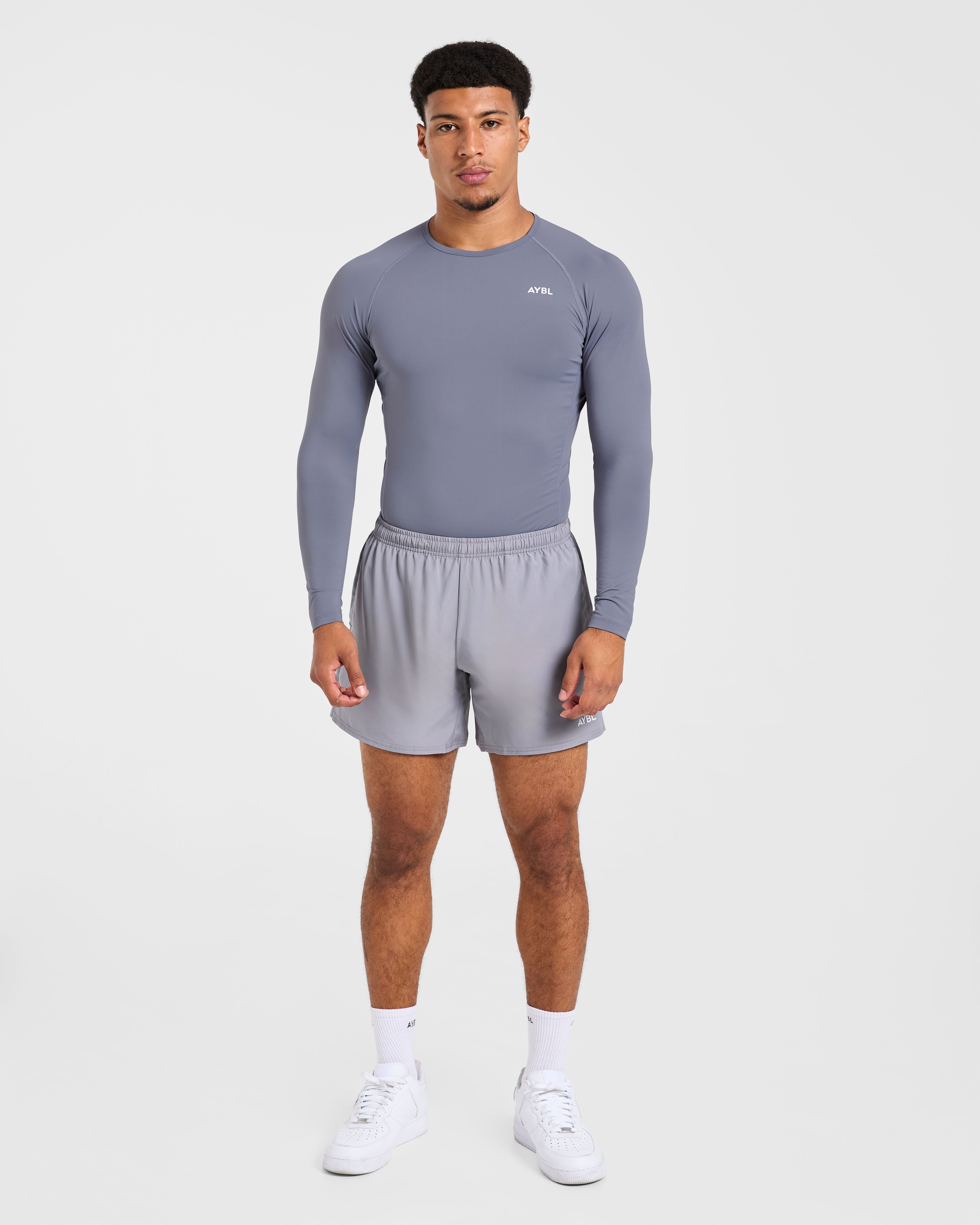 Compression Long Sleeve T Shirt - Slate Gris