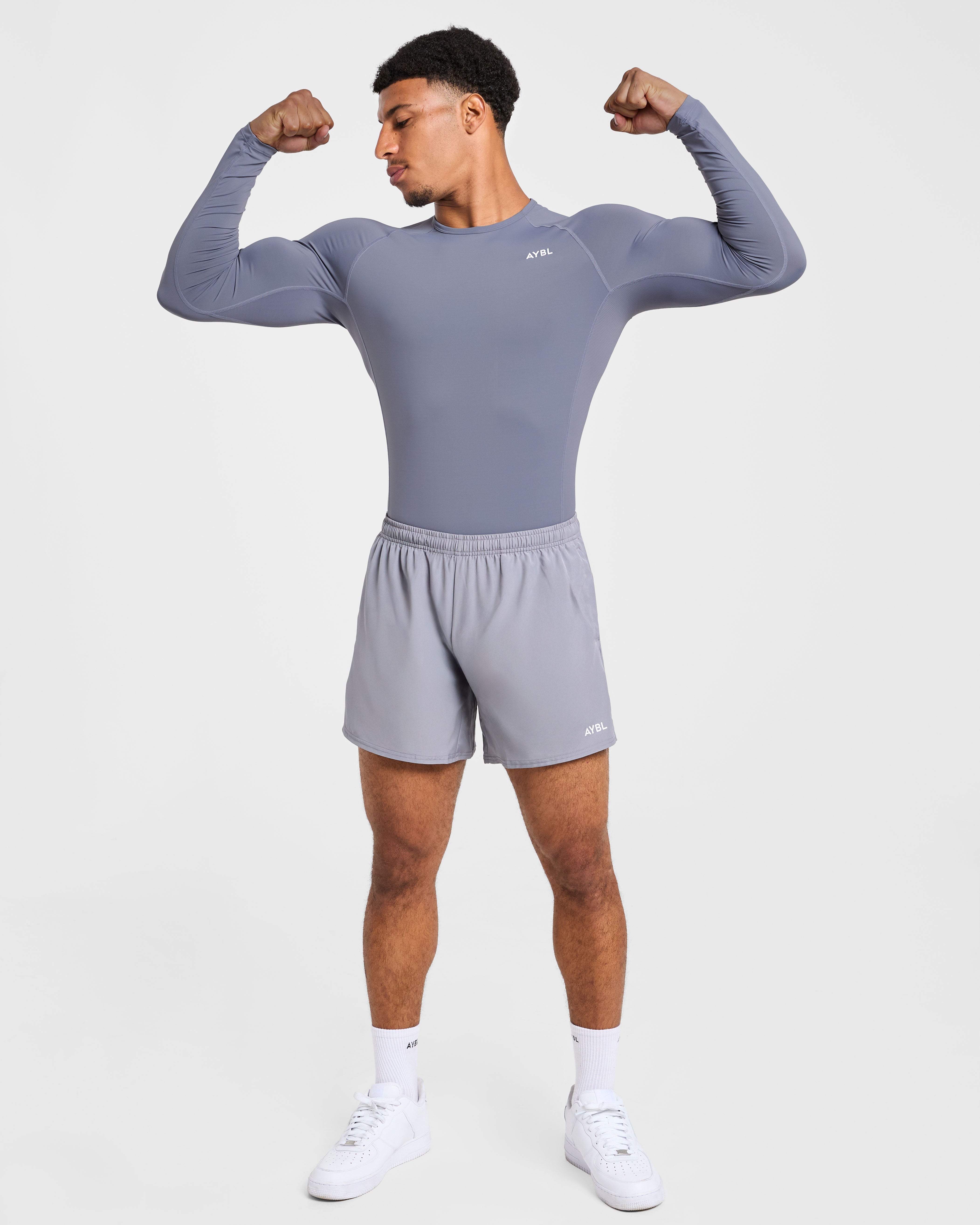Compression Long Sleeve T Shirt - Slate Gris