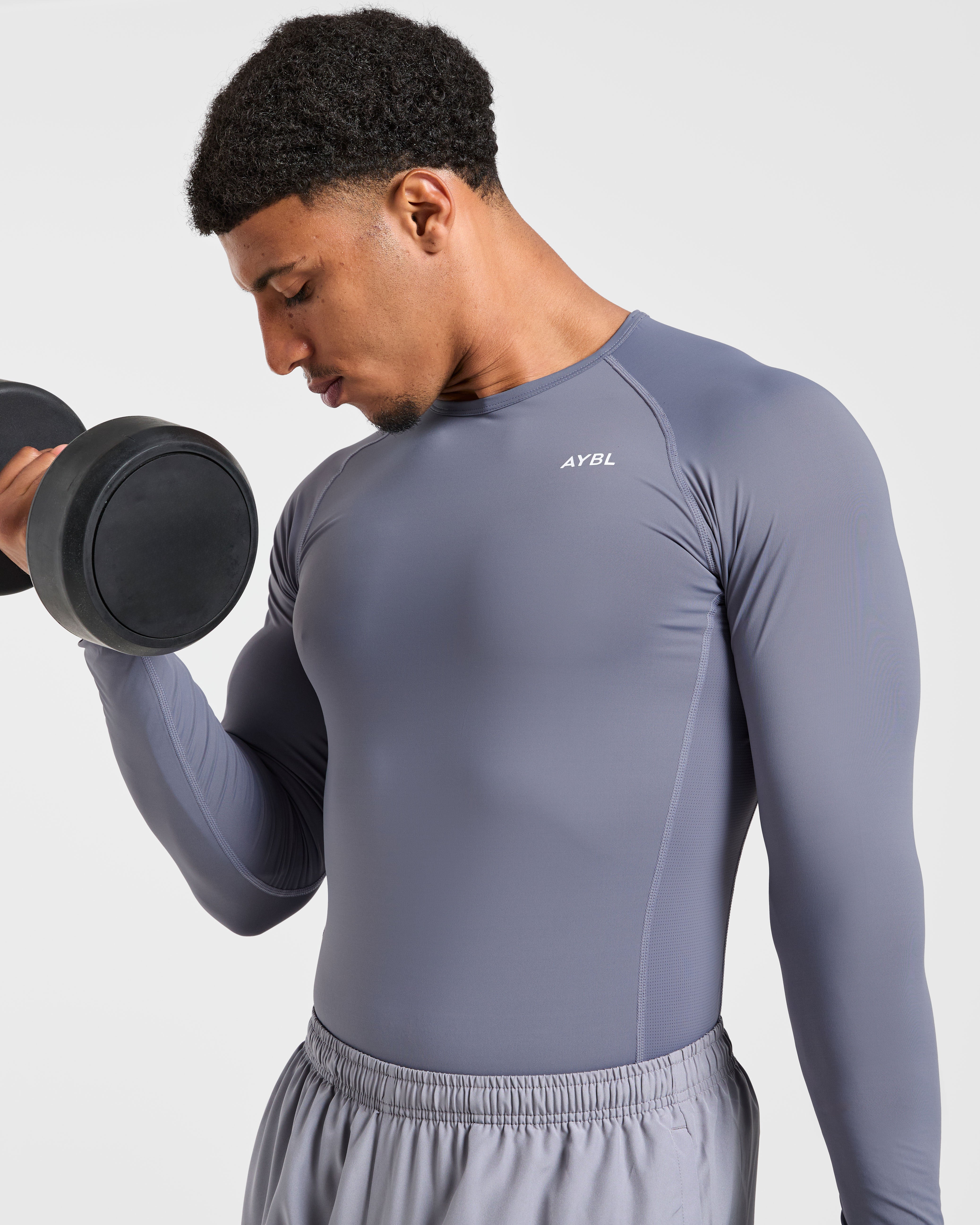 Compression Long Sleeve T Shirt - Slate Gris