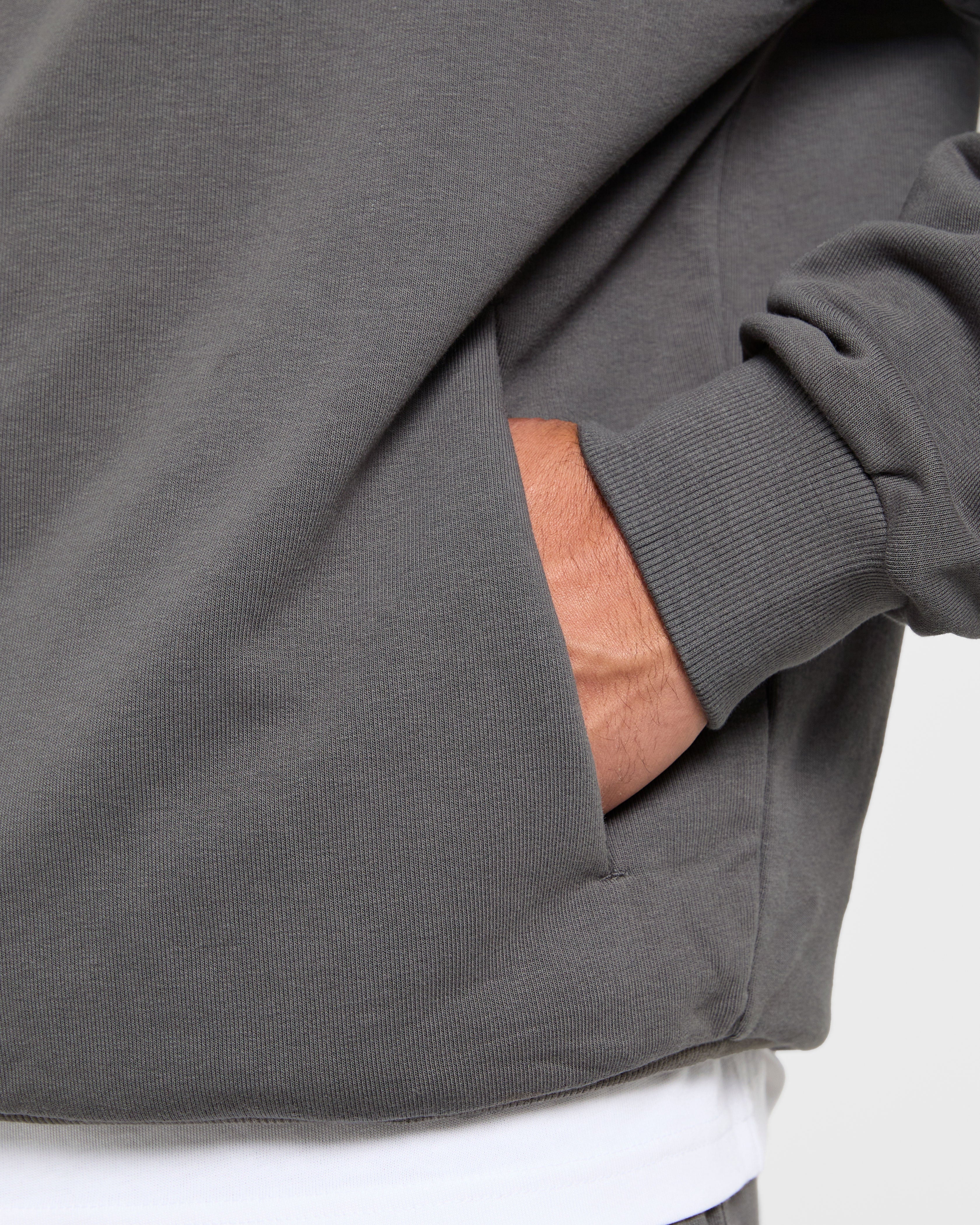 Craft Oversized Zip Up Hoodie - Charcoal