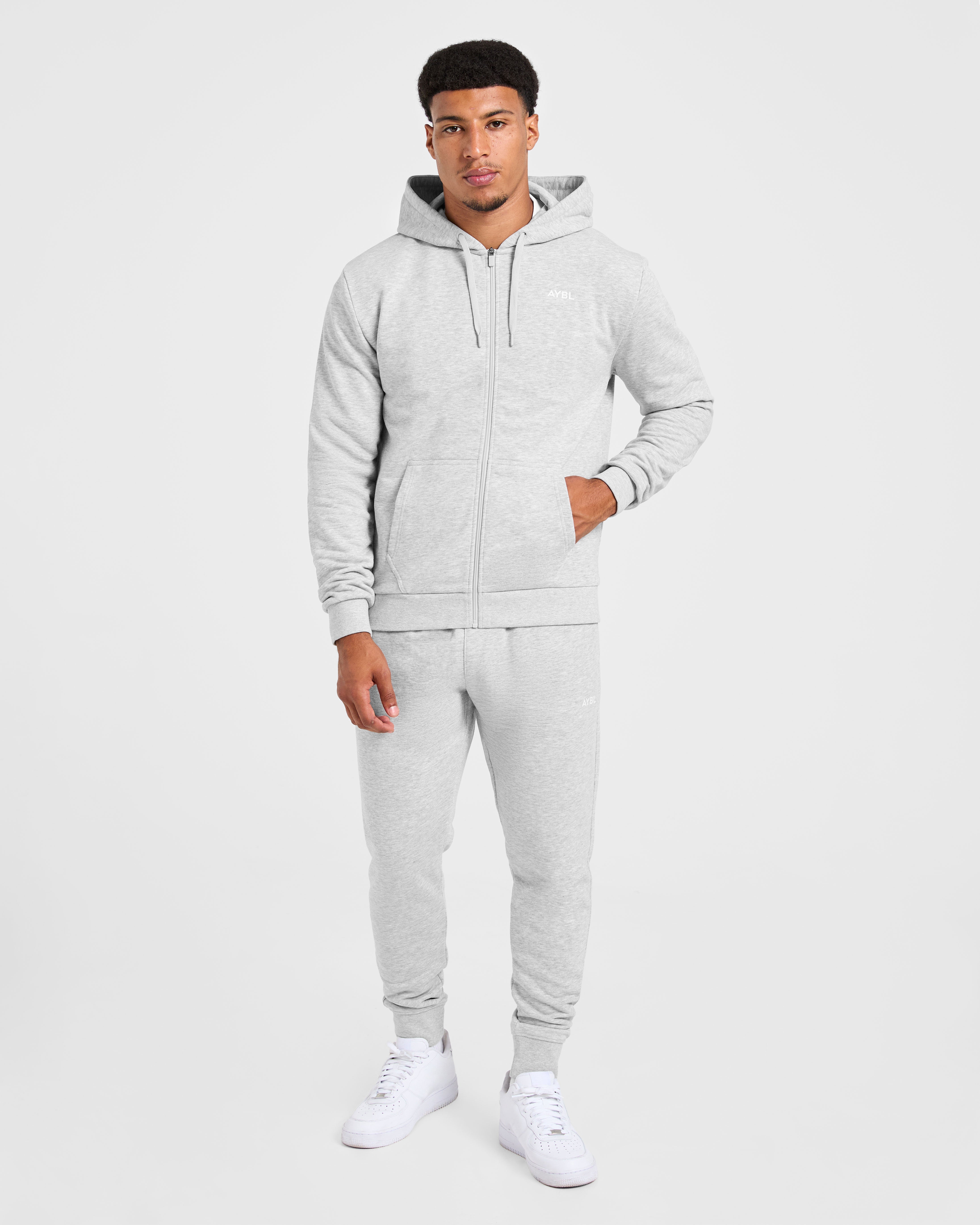 Essential Lightweight Zip Up Hoodie - Gris Marl