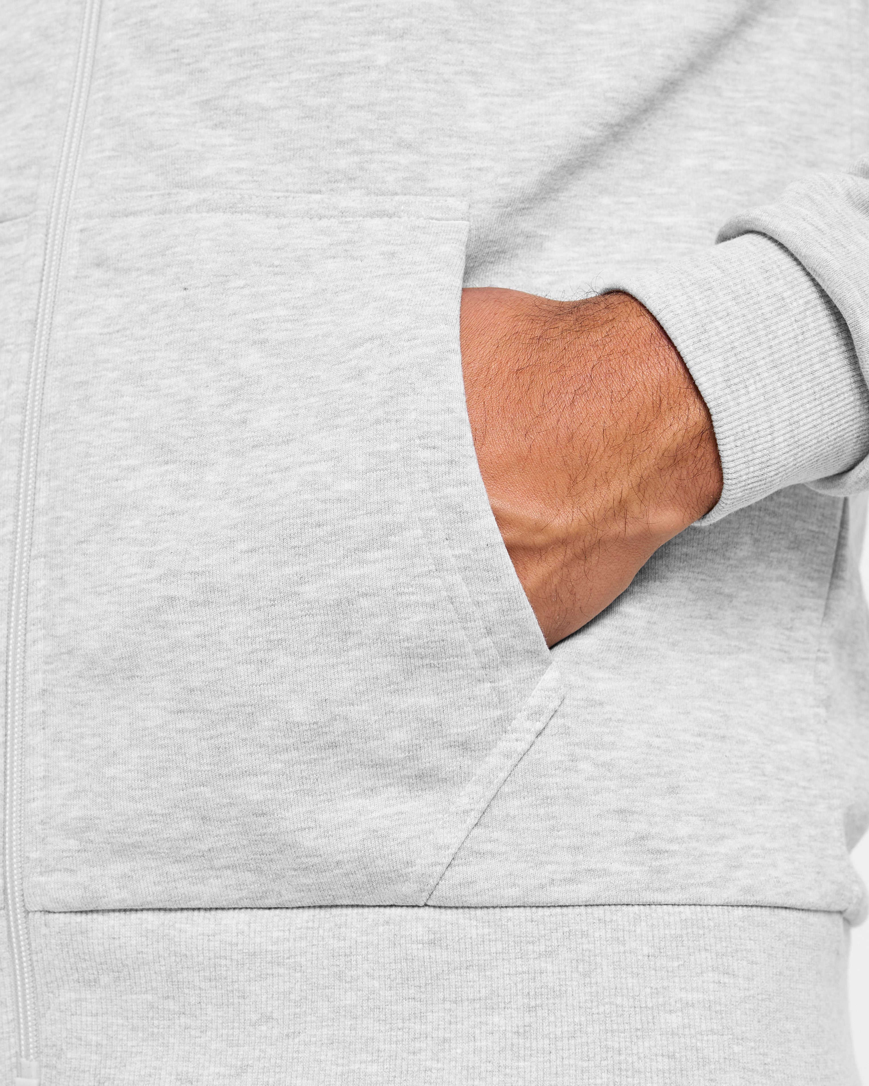 Essential Lightweight Zip Up Hoodie - Gris Marl