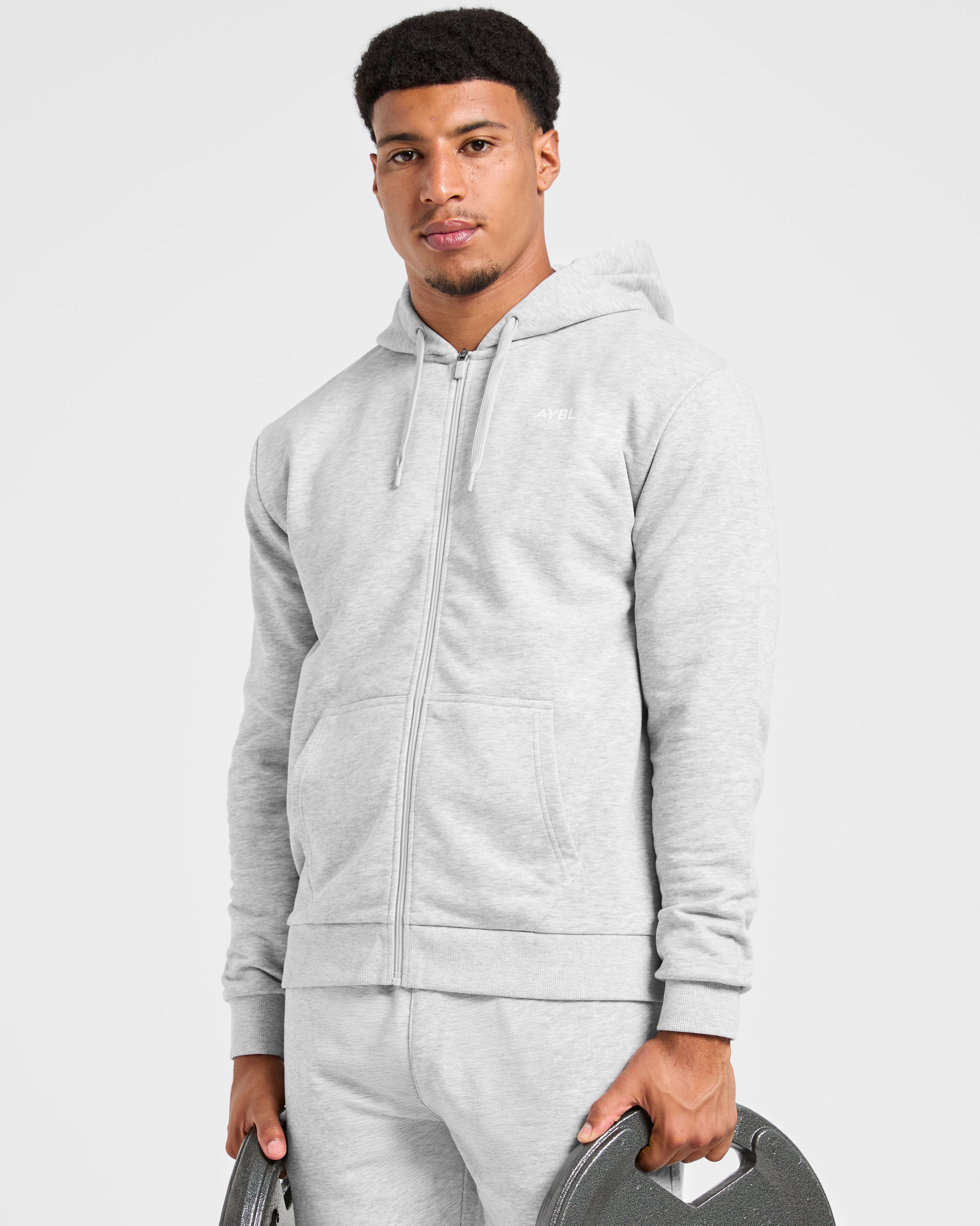 Essential Lightweight Zip Up Hoodie - Gris Marl