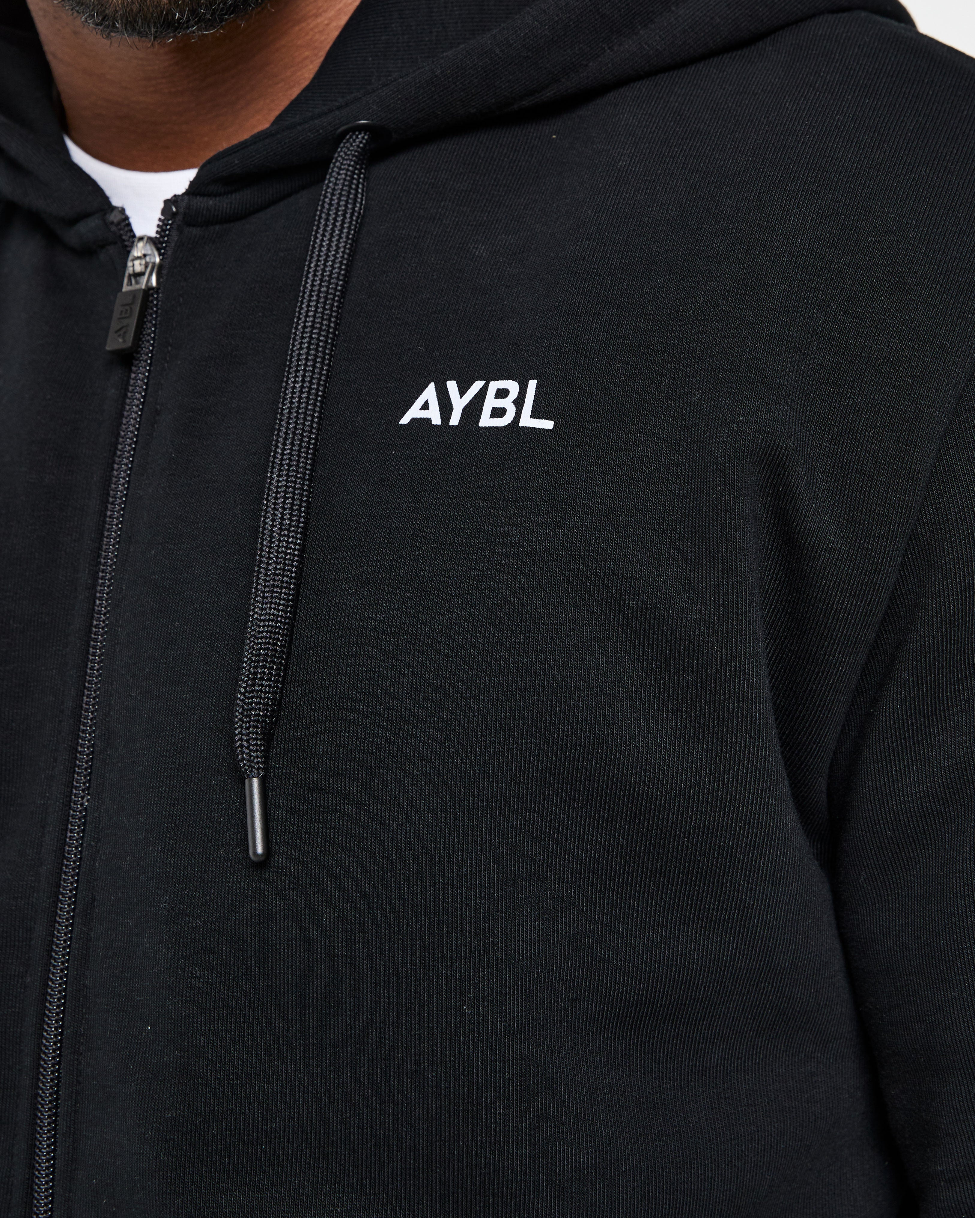 Essential Lightweight Zip Up Hoodie - Noir