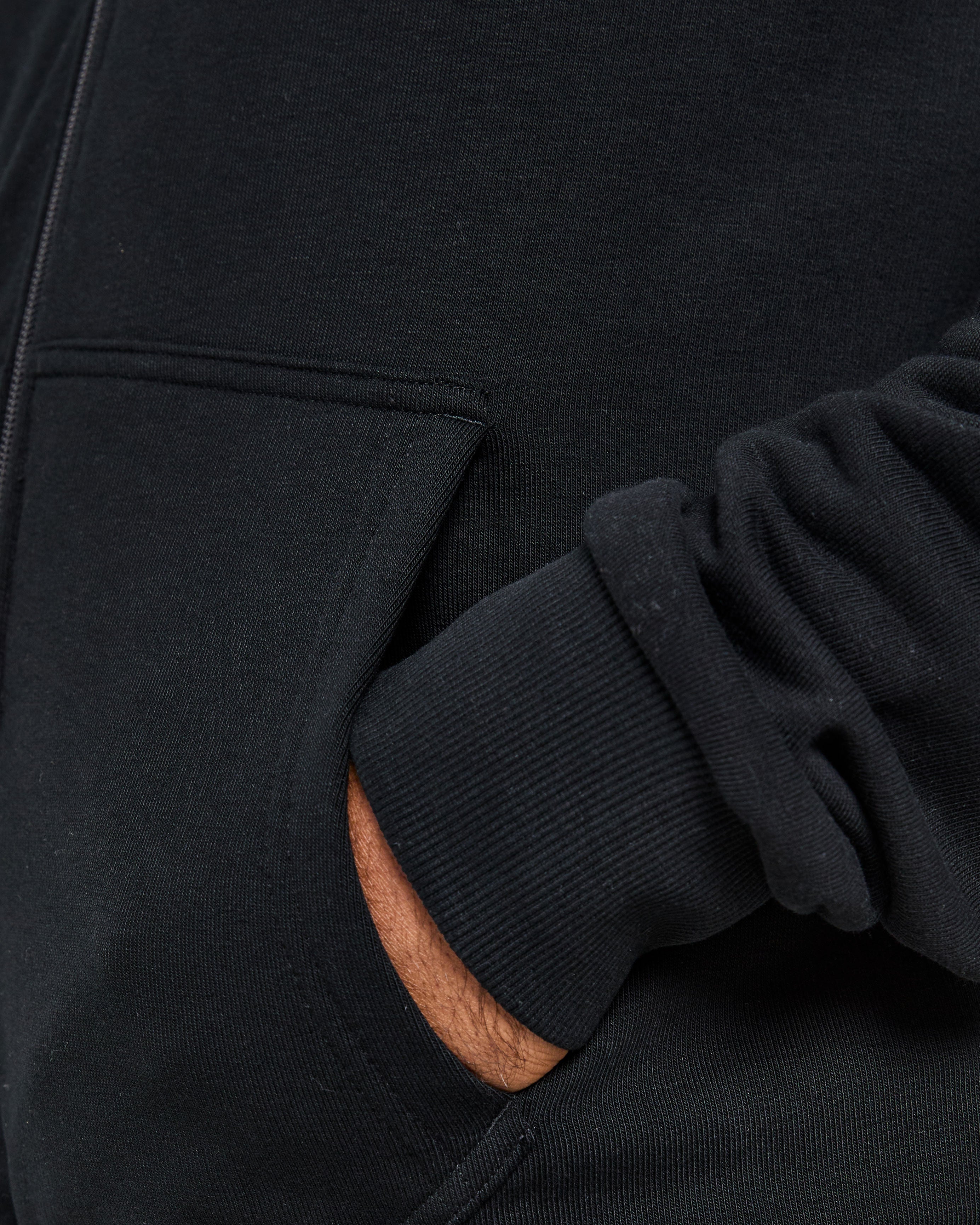 Essential Lightweight Zip Up Hoodie - Noir