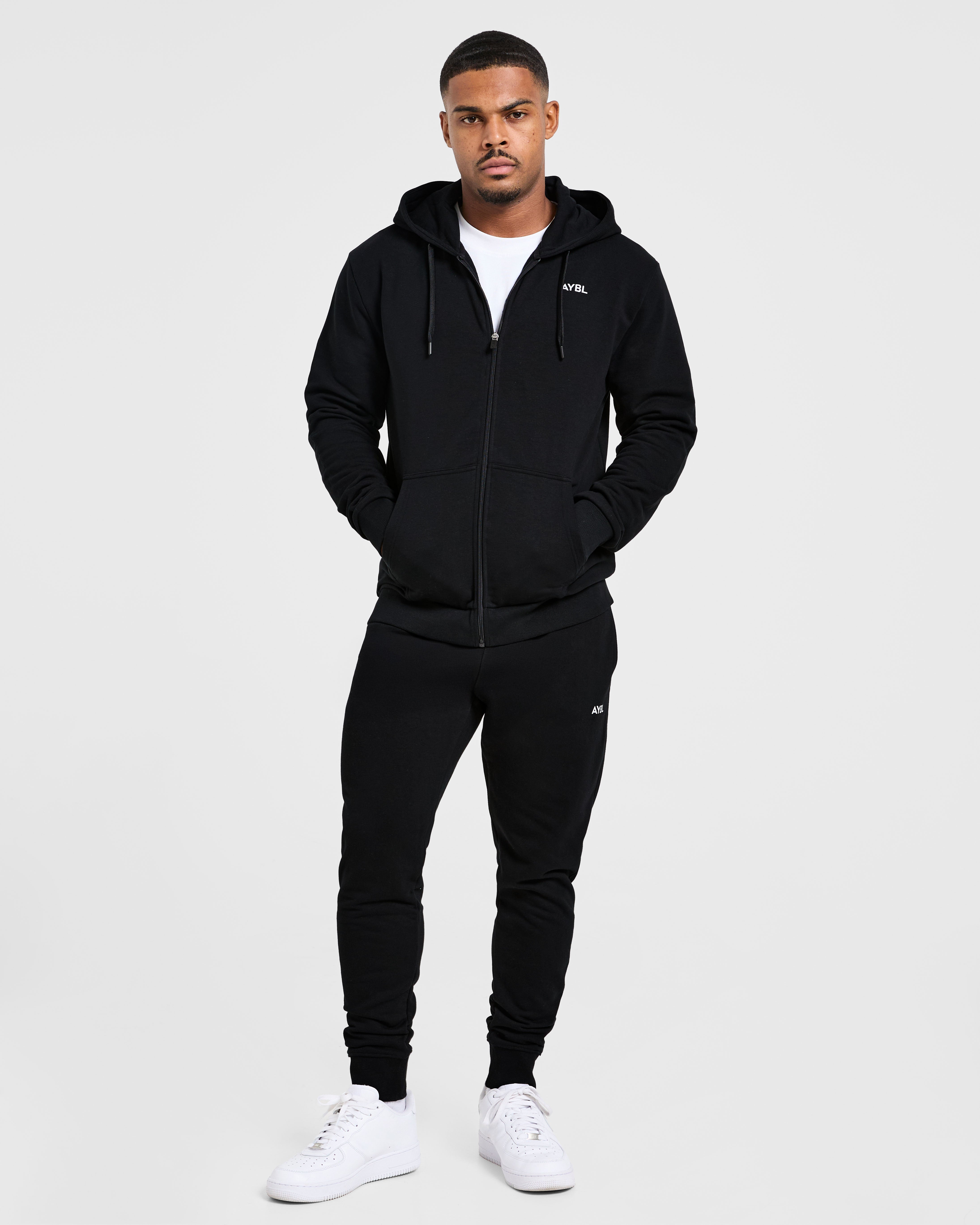 Essential Lightweight Zip Up Hoodie - Noir