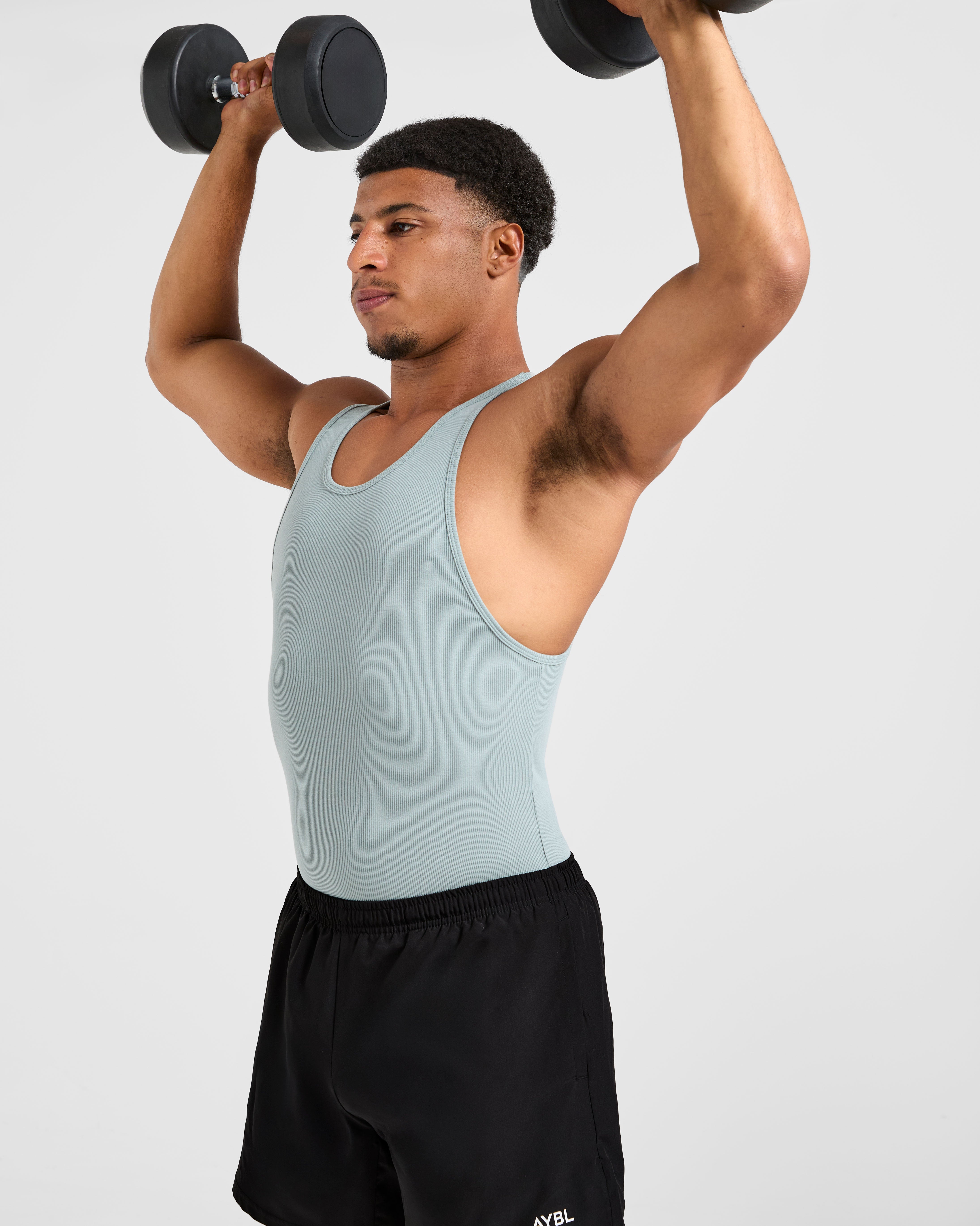 Muscle Ribbed Tank - Stone Bleu