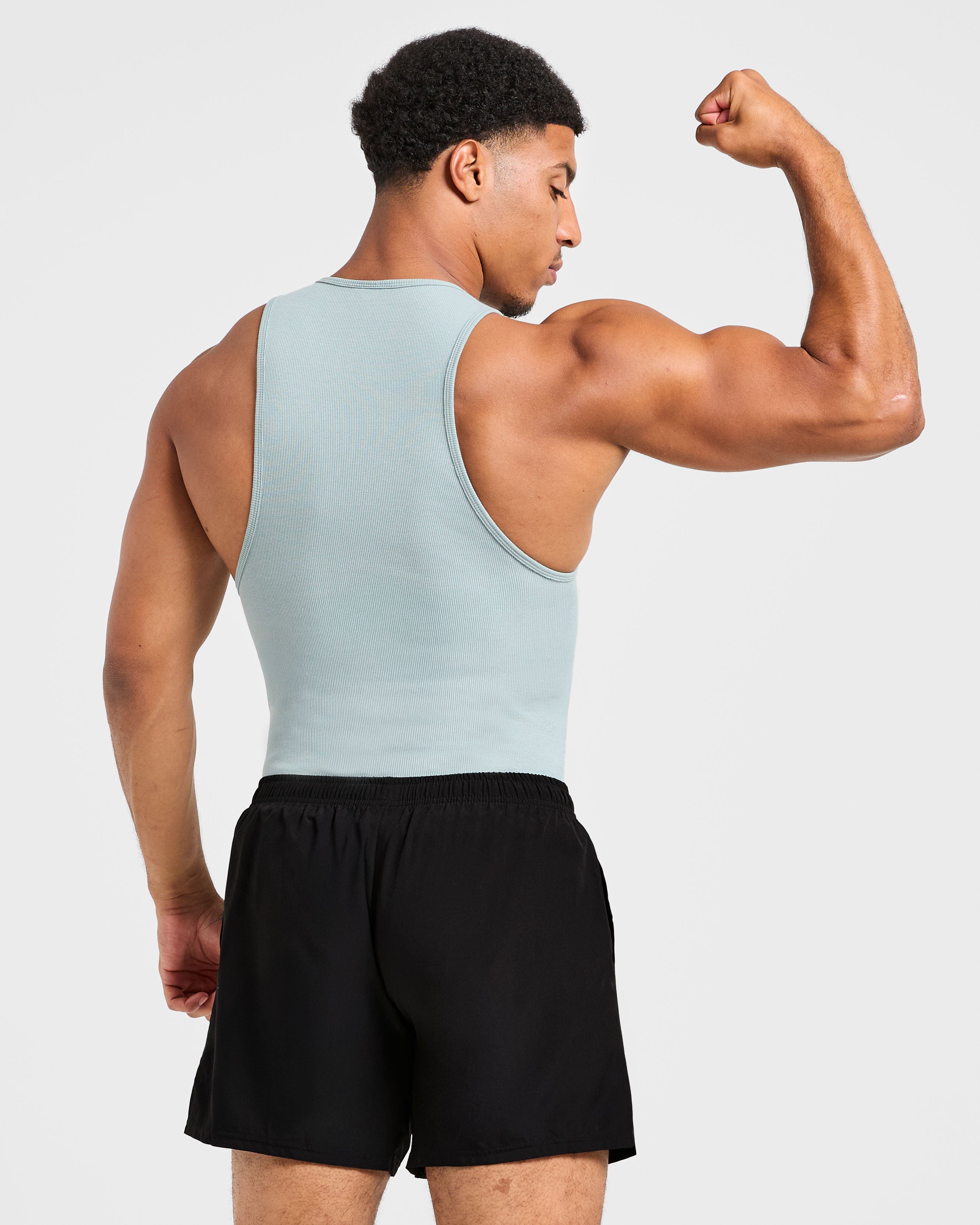 Muscle Ribbed Tank - Stone Bleu