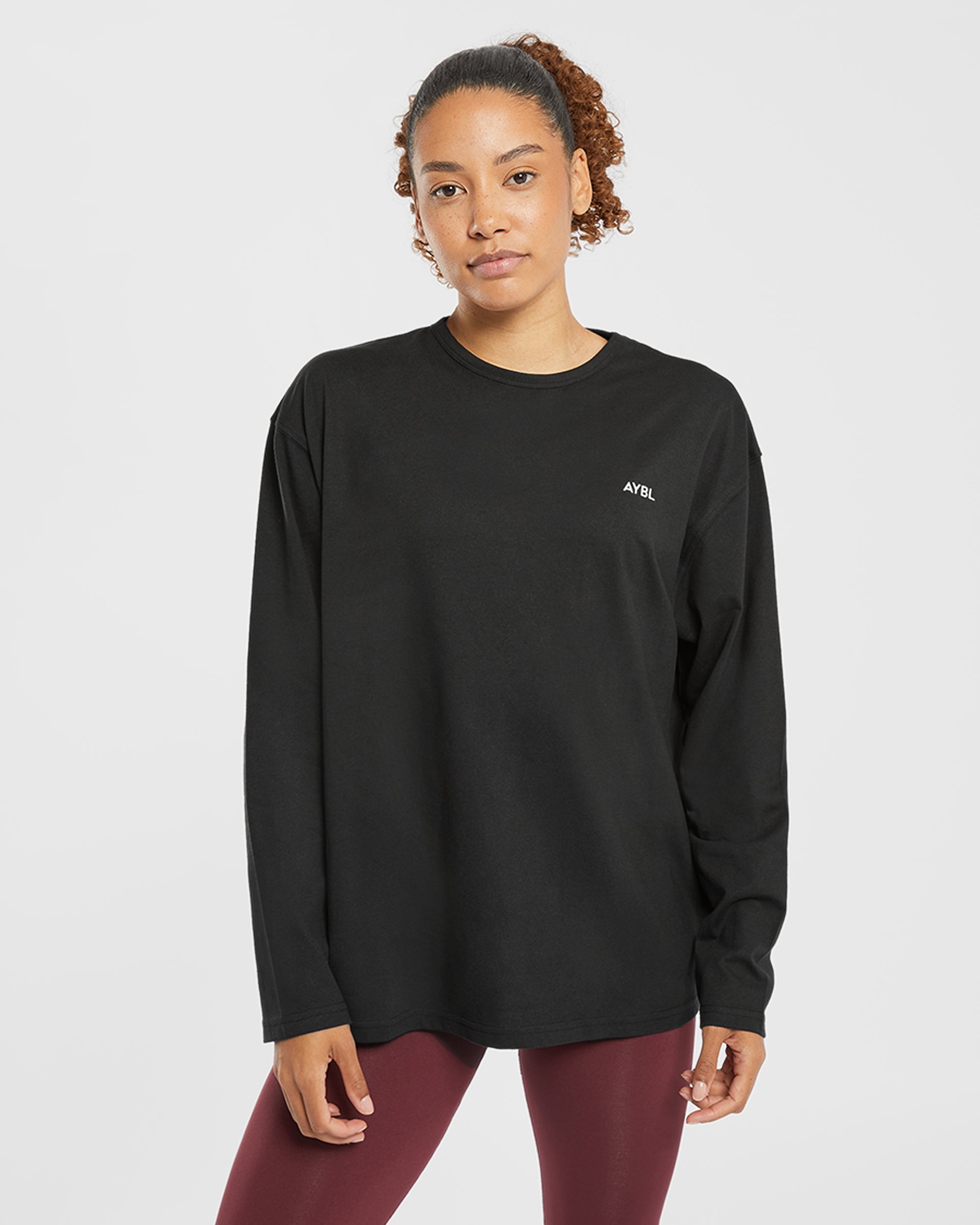 Essential Oversized Long Sleeve T Shirt - Noir