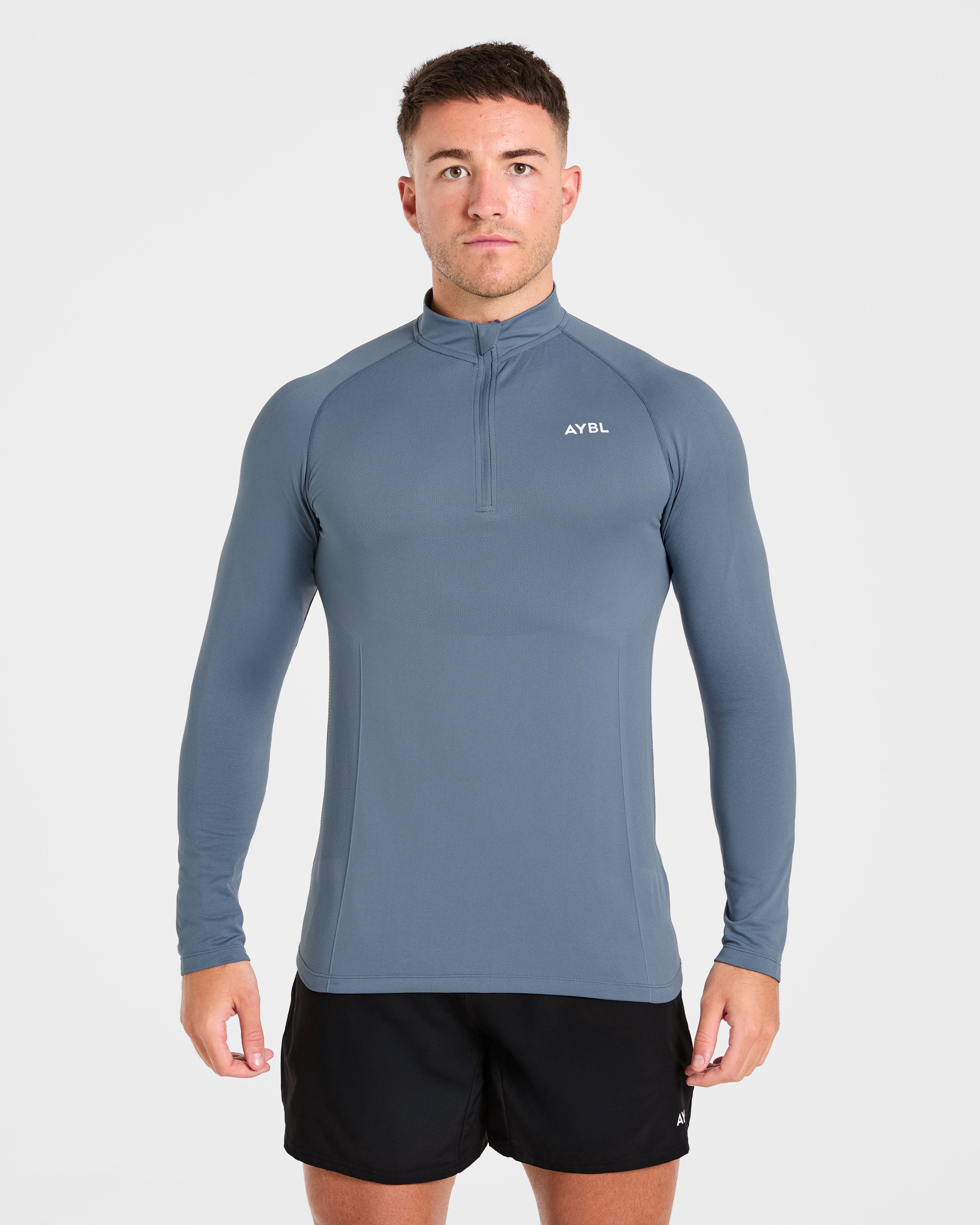 Essential Seamless 1/4 Zip Pullover - Slate Bleu