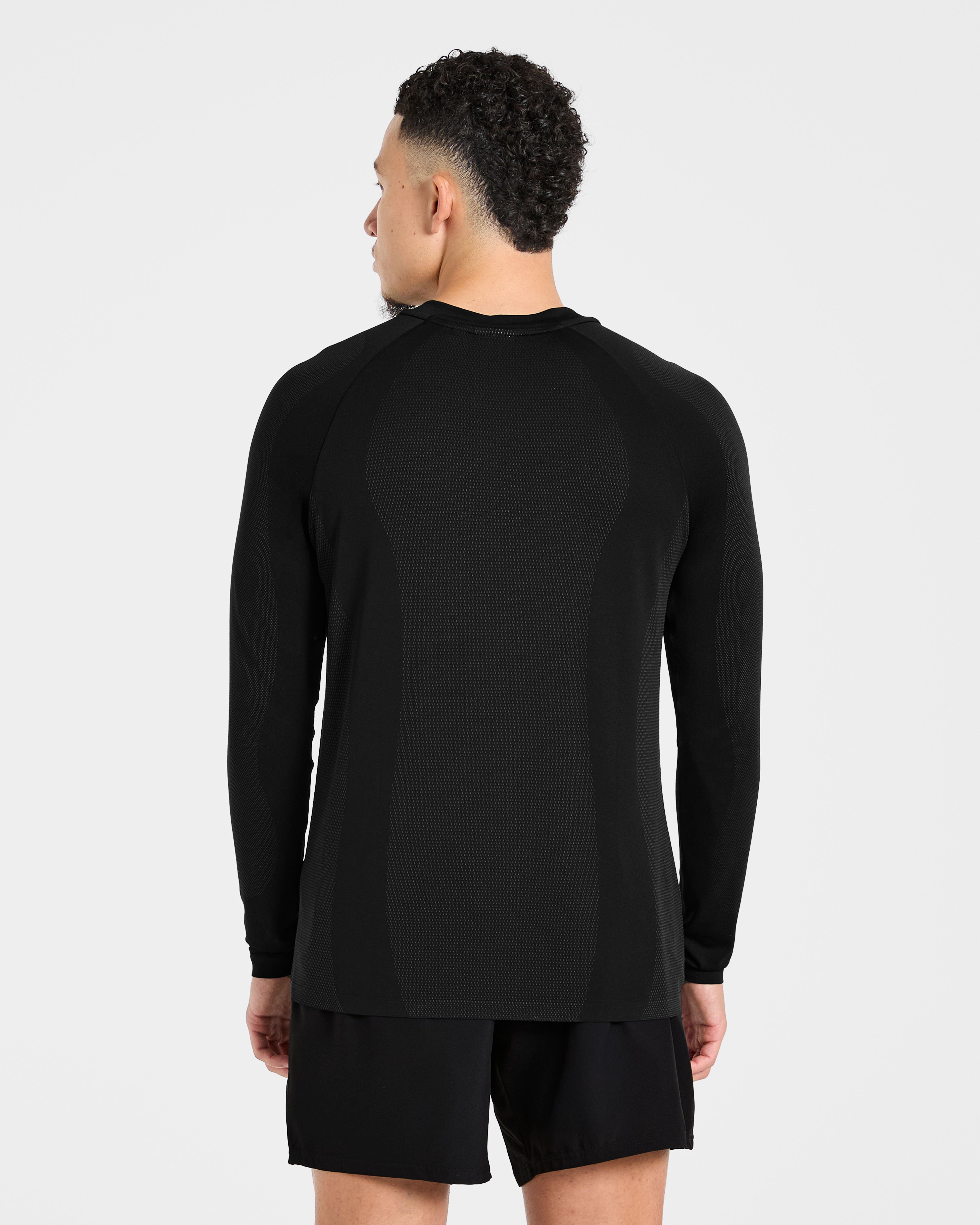 Attain Seamless Long Sleeve T Shirt - Noir