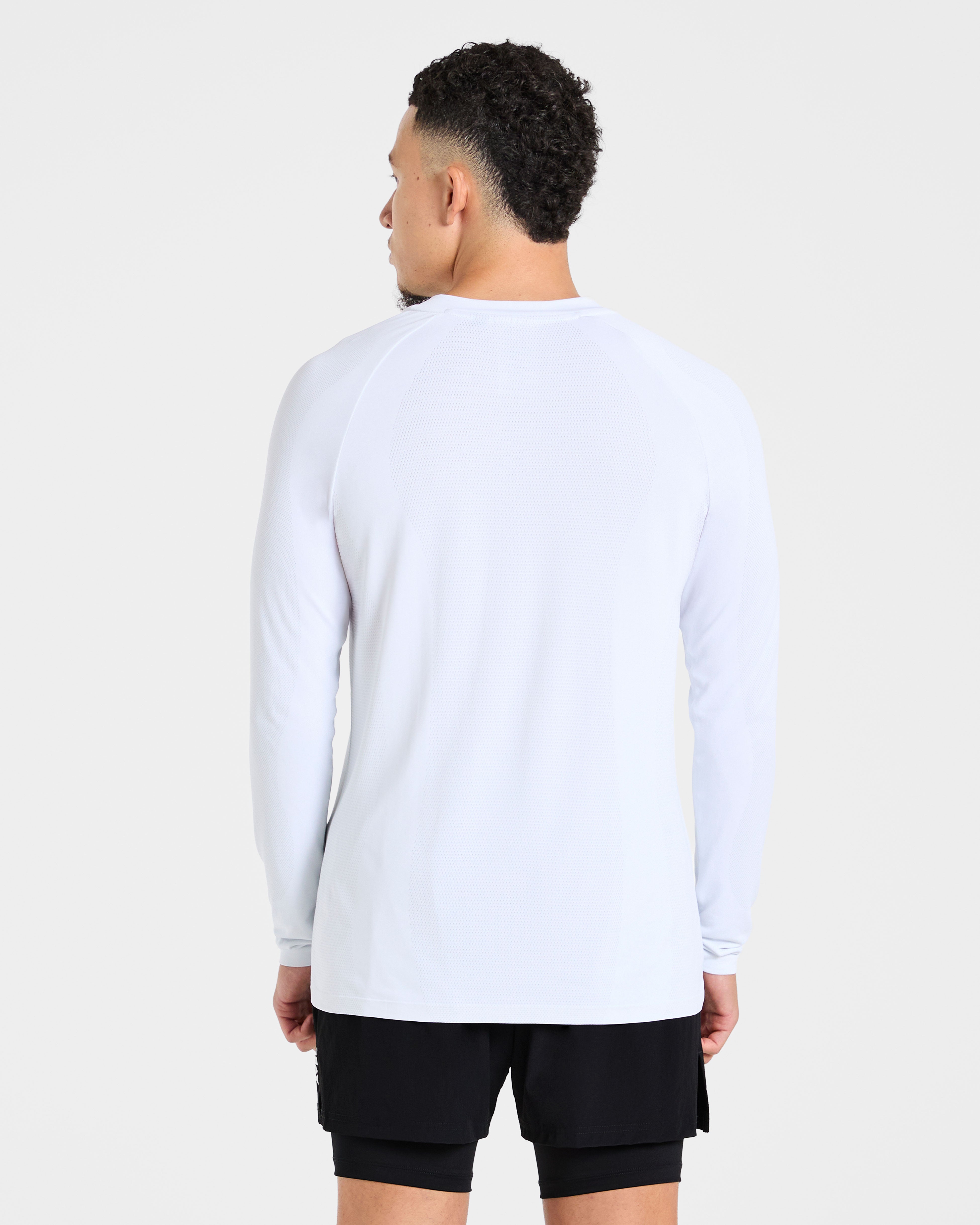 Attain Seamless Long Sleeve T Shirt - Storm Blanc