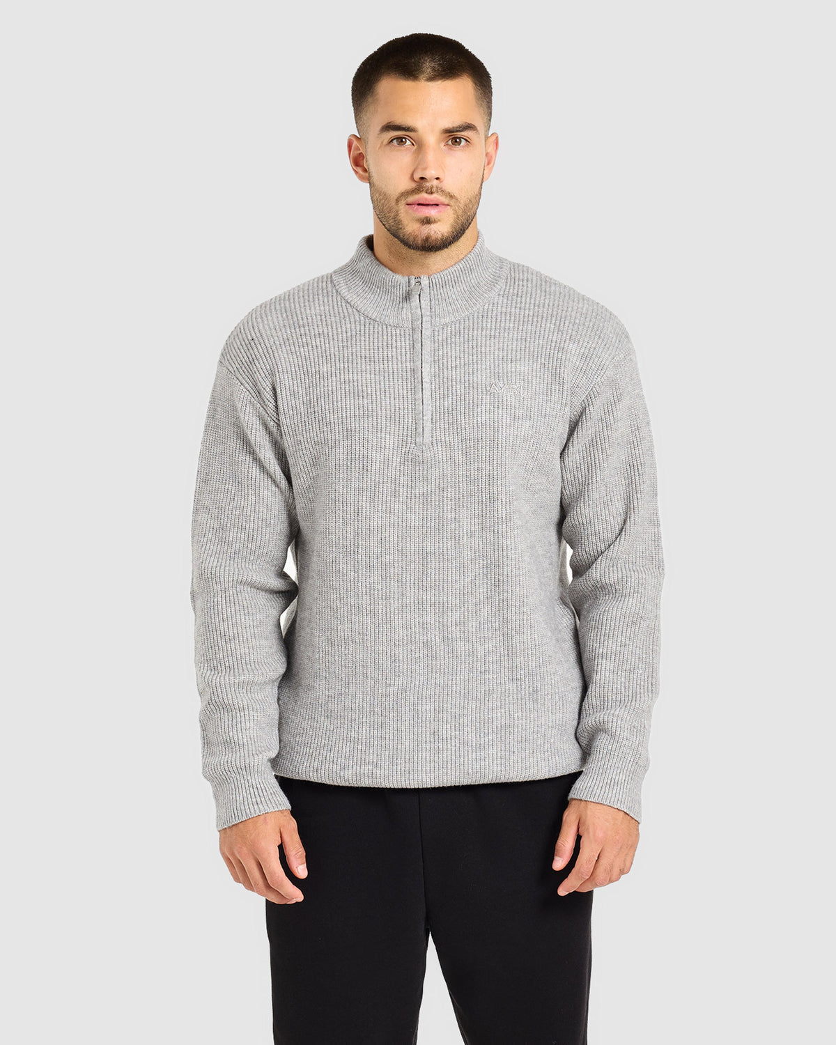 Signature Knitted 1/4 Zip Pullover - Gris Marl