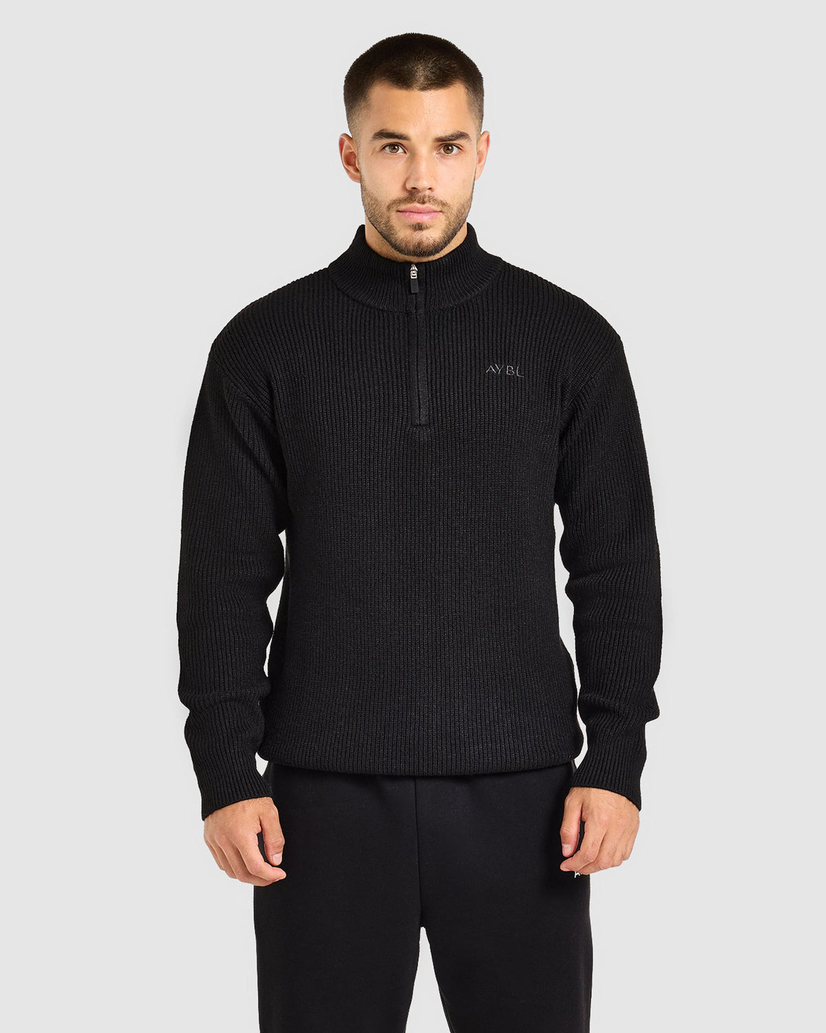 Signature Knitted 1/4 Zip Pullover - Noir